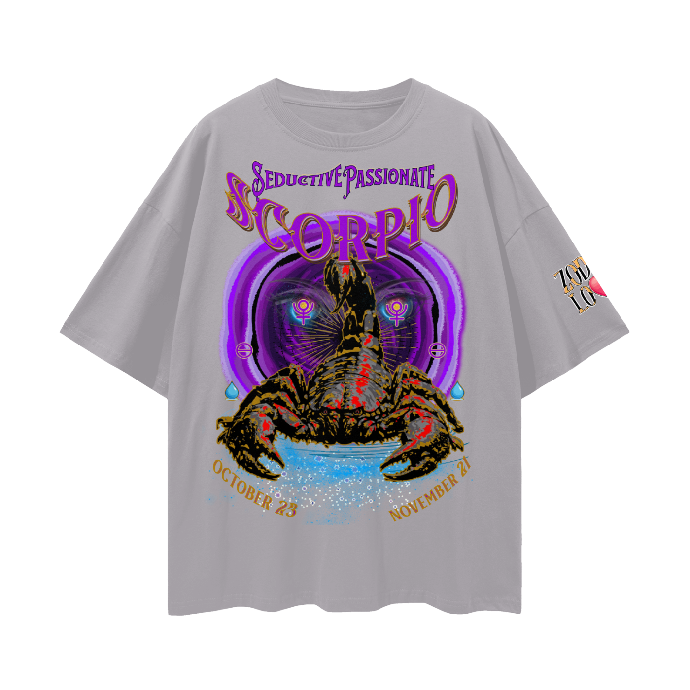 Scorpio Purple Void Streetwear Loose Drop Shoulder T-Shirt