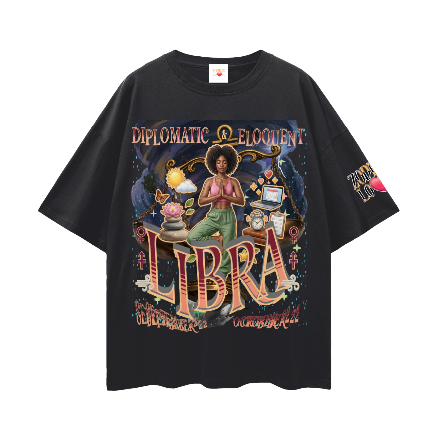 Libra Women Streetwear Loose Drop Shoulder T-Shirt
