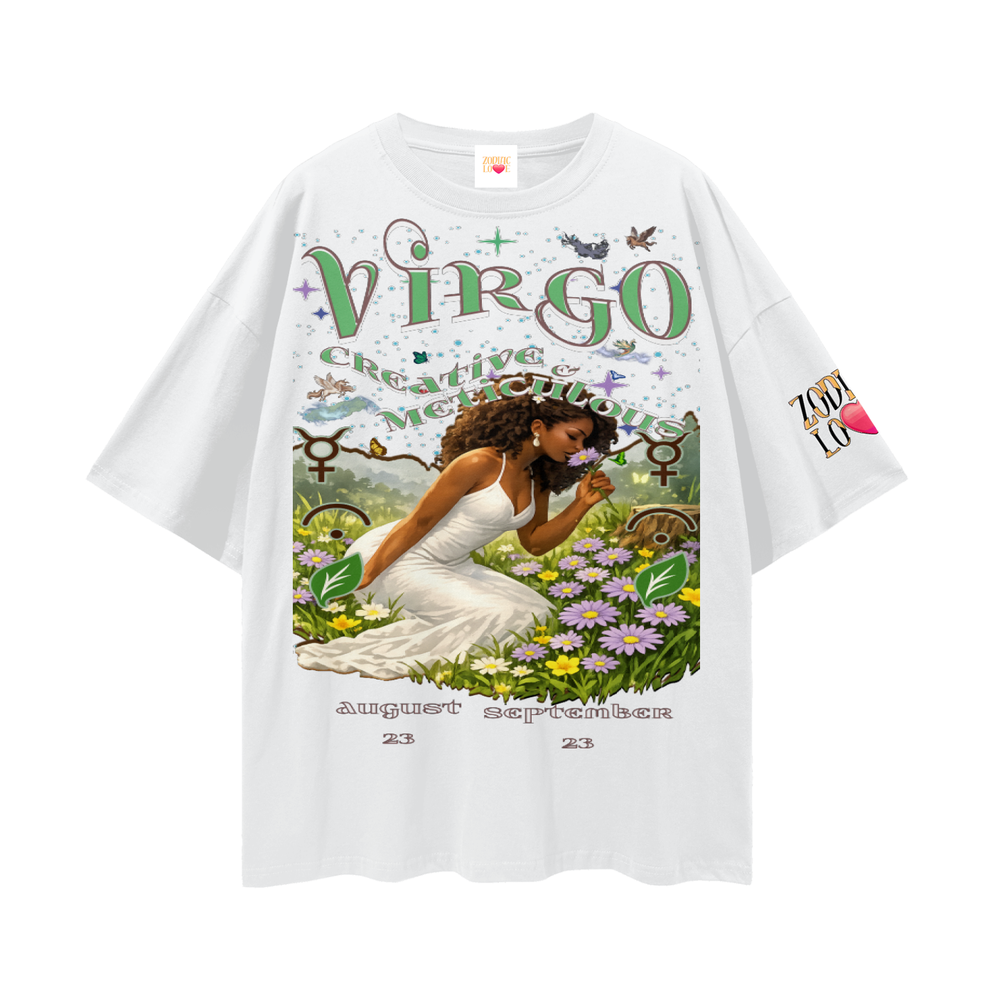 (Virgo) Streetwear Loose Drop Shoulder T-Shirt