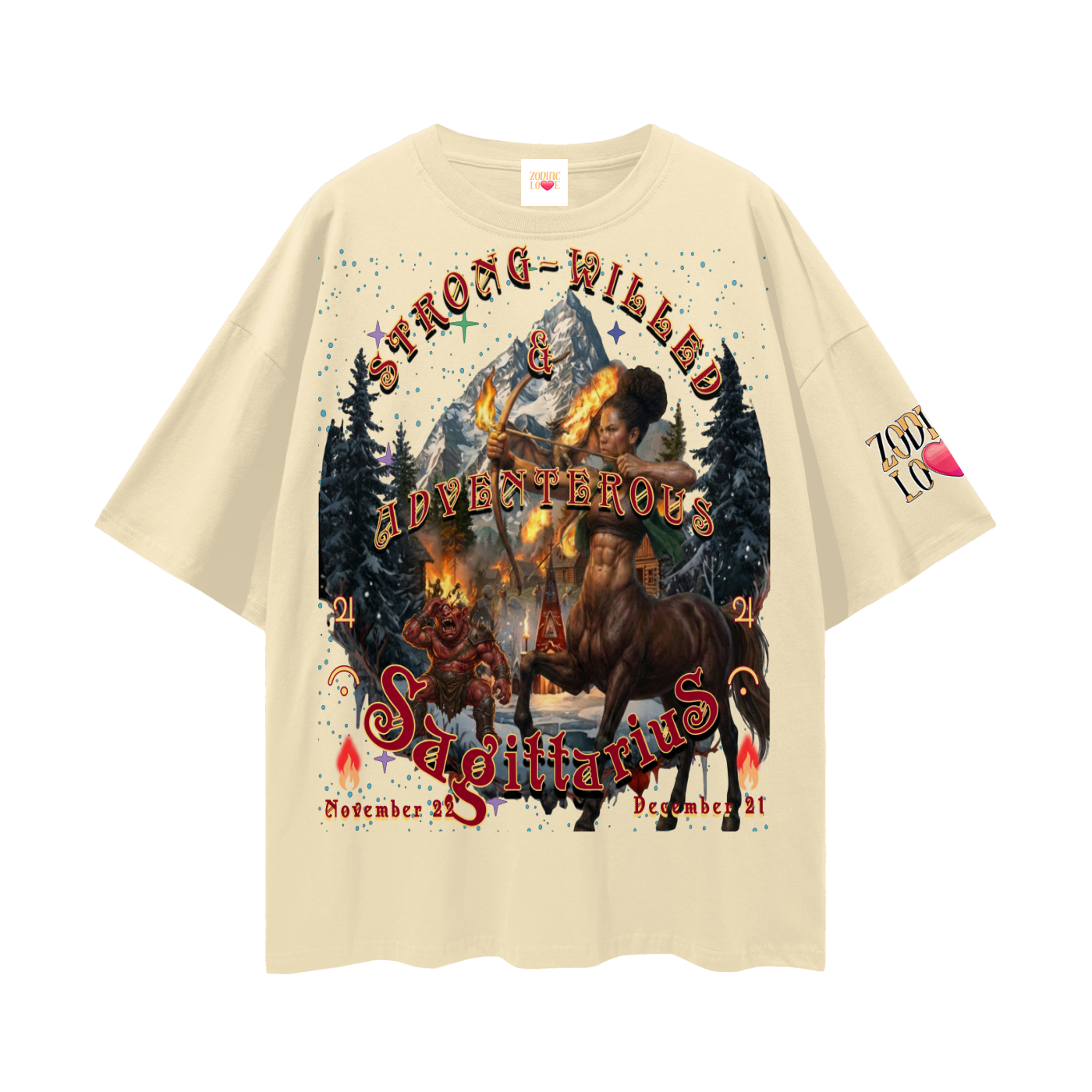 Sagittarius Streetwear Loose Drop Shoulder T-Shirt
