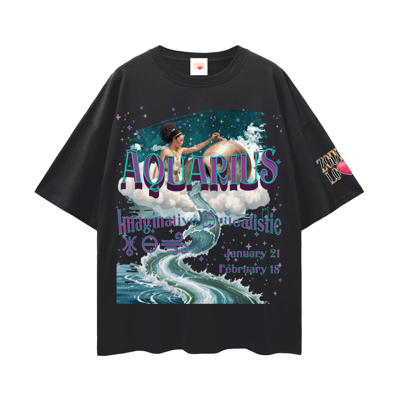 Aquarius Streetwear Loose Drop Shoulder T-Shirt