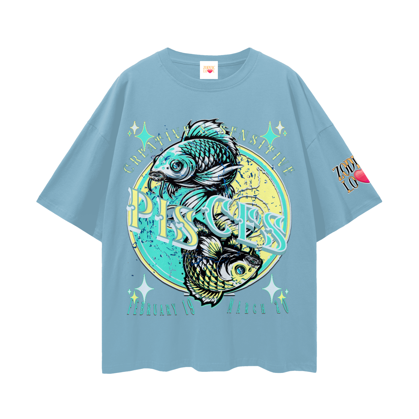 Pisces Streetwear Loose Drop Shoulder T-Shirt