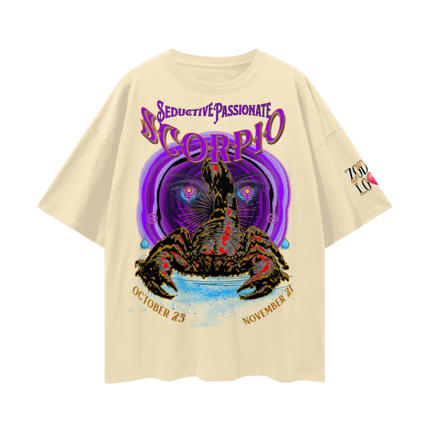 Scorpio Purple Void Streetwear Loose Drop Shoulder T-Shirt