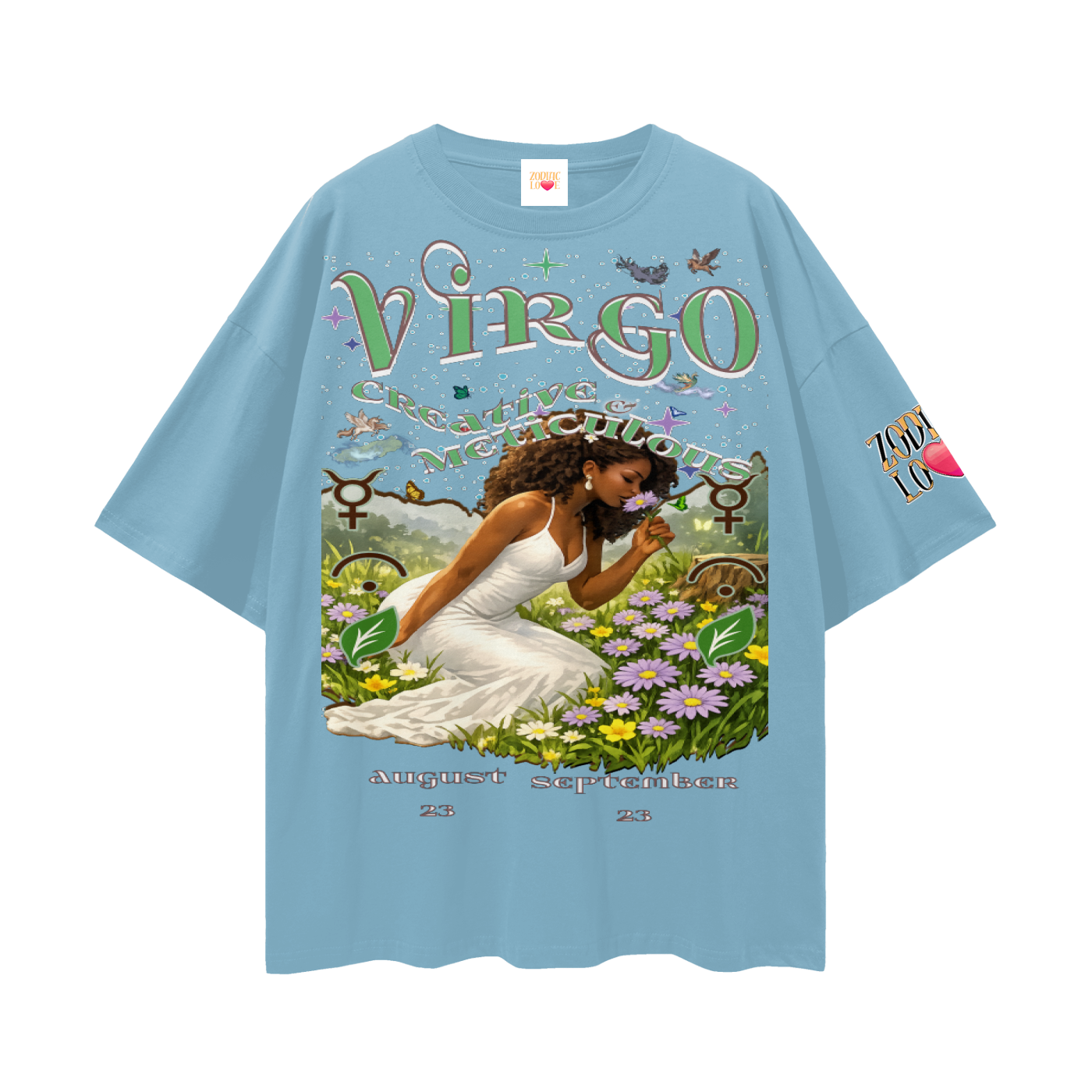 (Virgo) Streetwear Loose Drop Shoulder T-Shirt