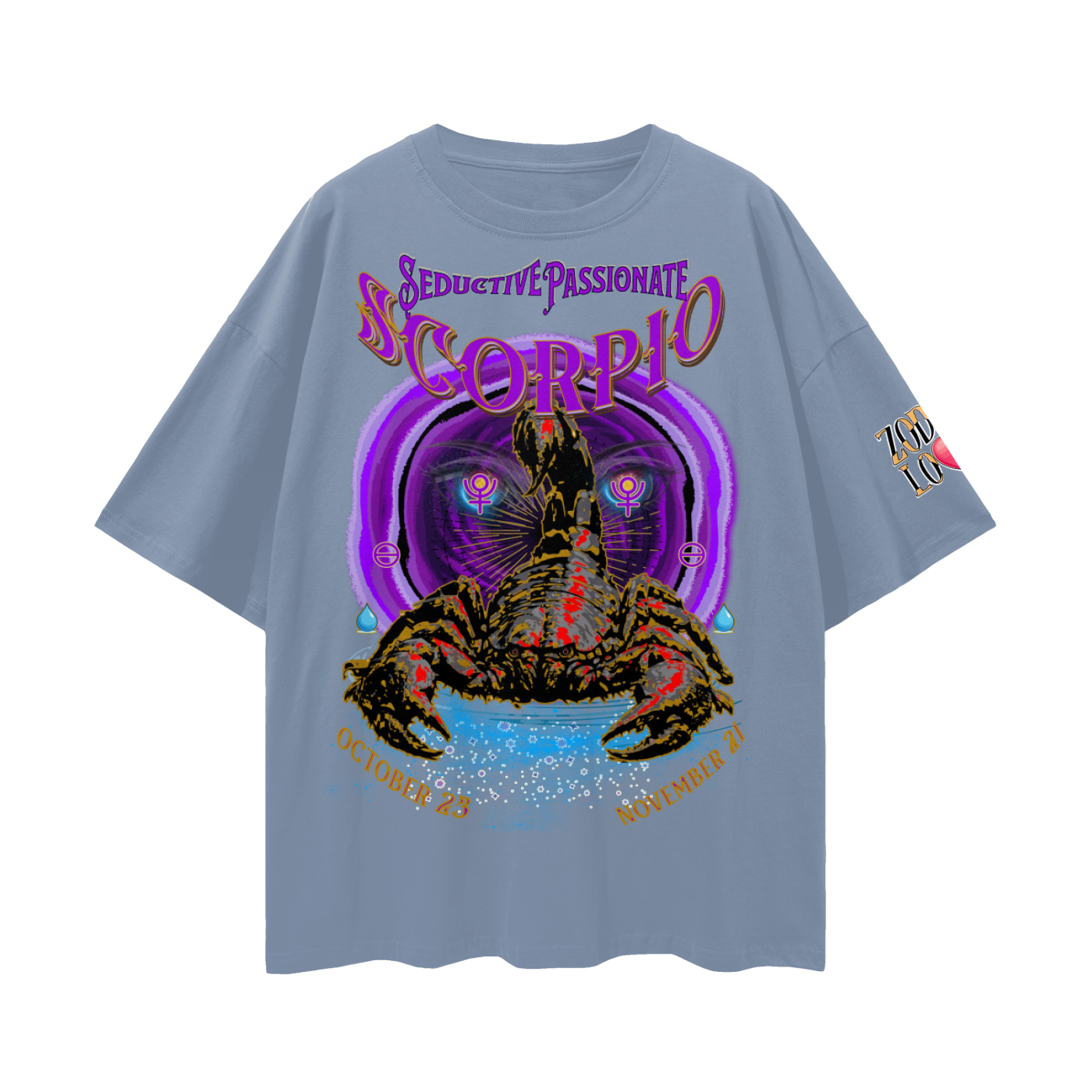 Scorpio Purple Void Streetwear Loose Drop Shoulder T-Shirt