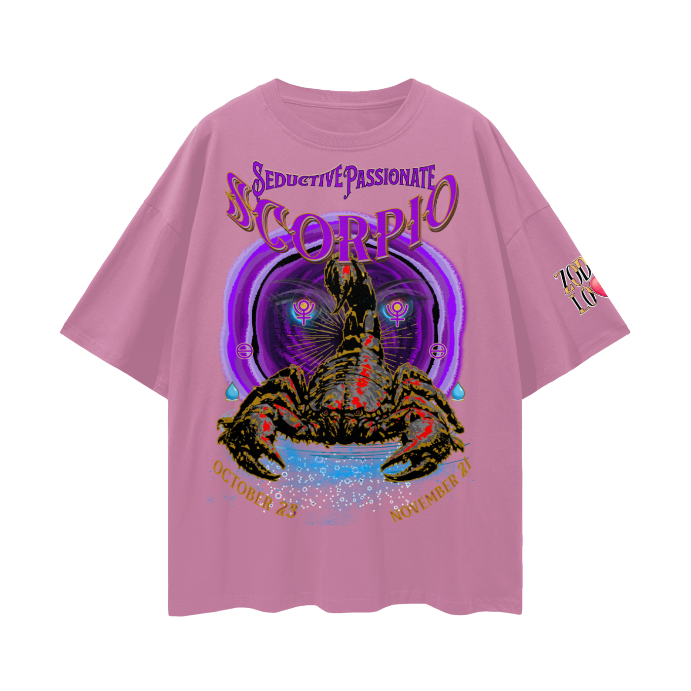 Scorpio Purple Void Streetwear Loose Drop Shoulder T-Shirt