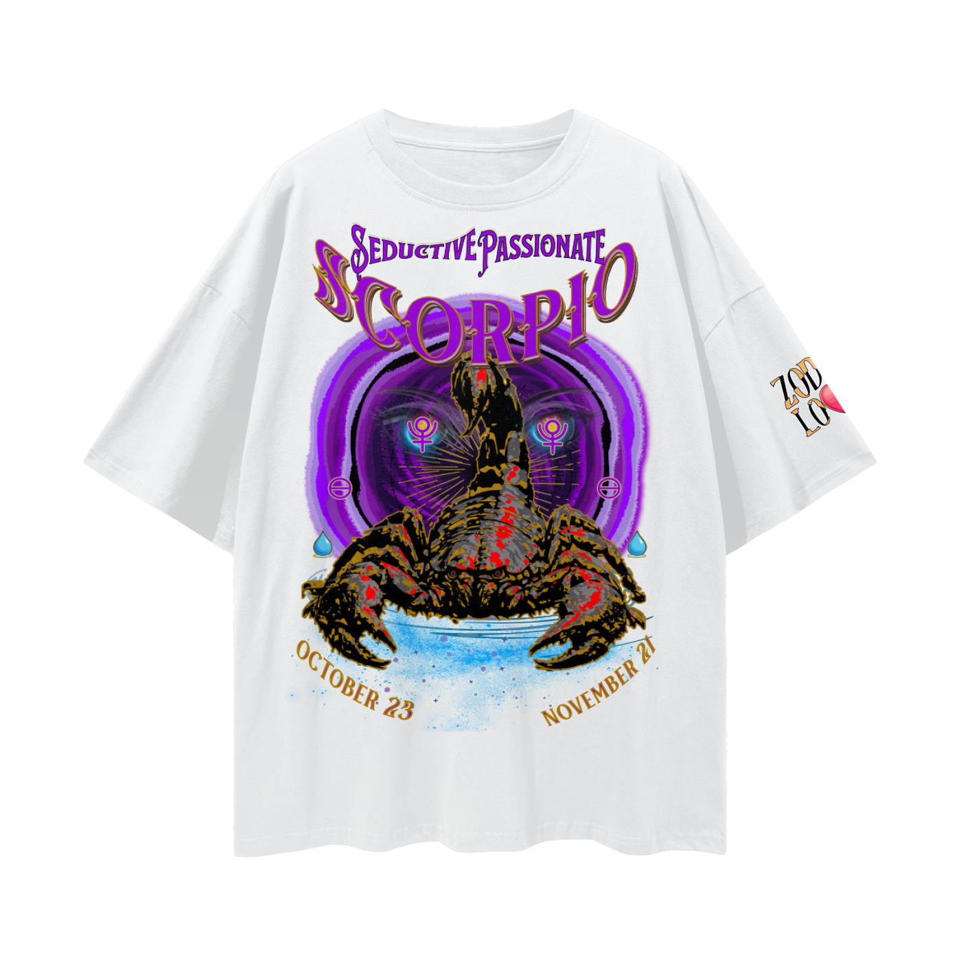Scorpio Purple Void Streetwear Loose Drop Shoulder T-Shirt