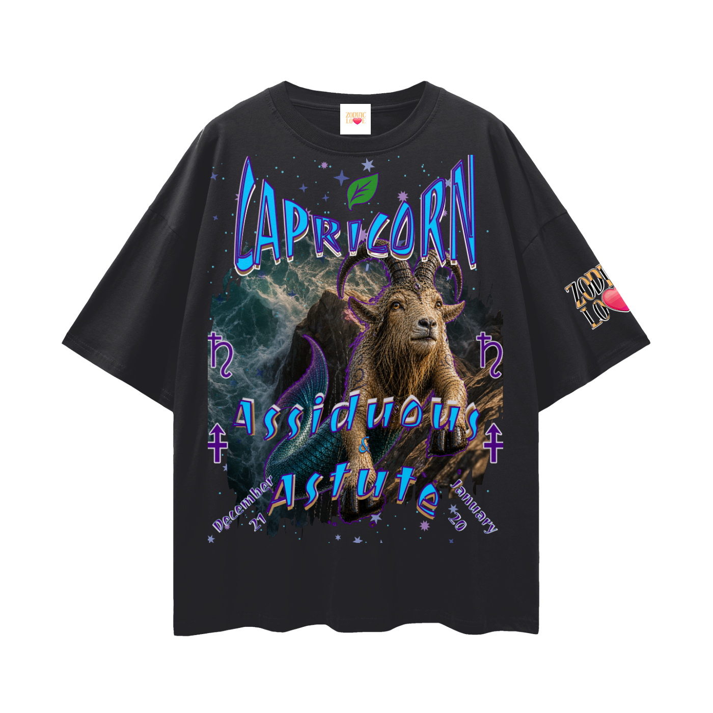 Capricorn Streetwear Loose Drop Shoulder T-Shirt