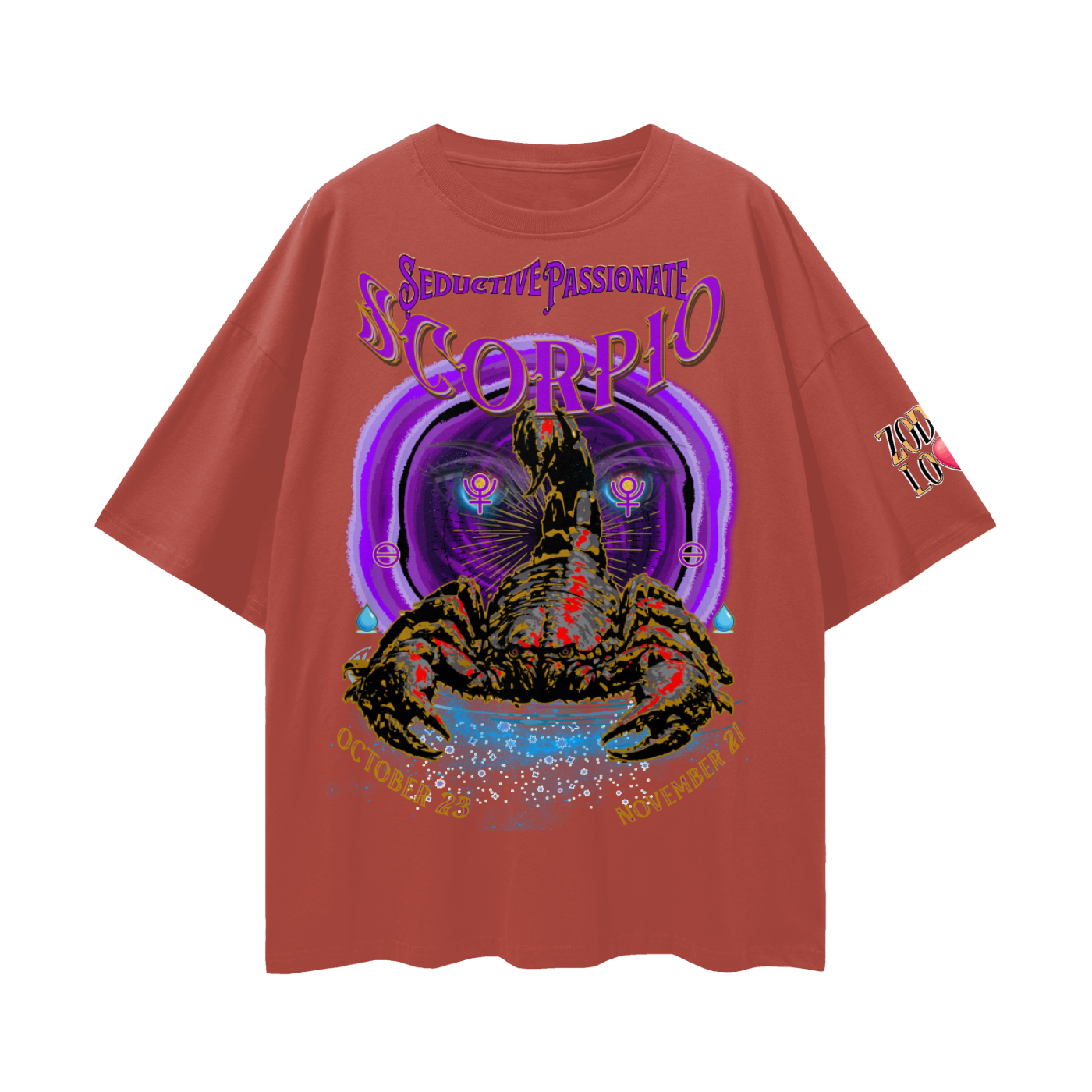 Scorpio Purple Void Streetwear Loose Drop Shoulder T-Shirt
