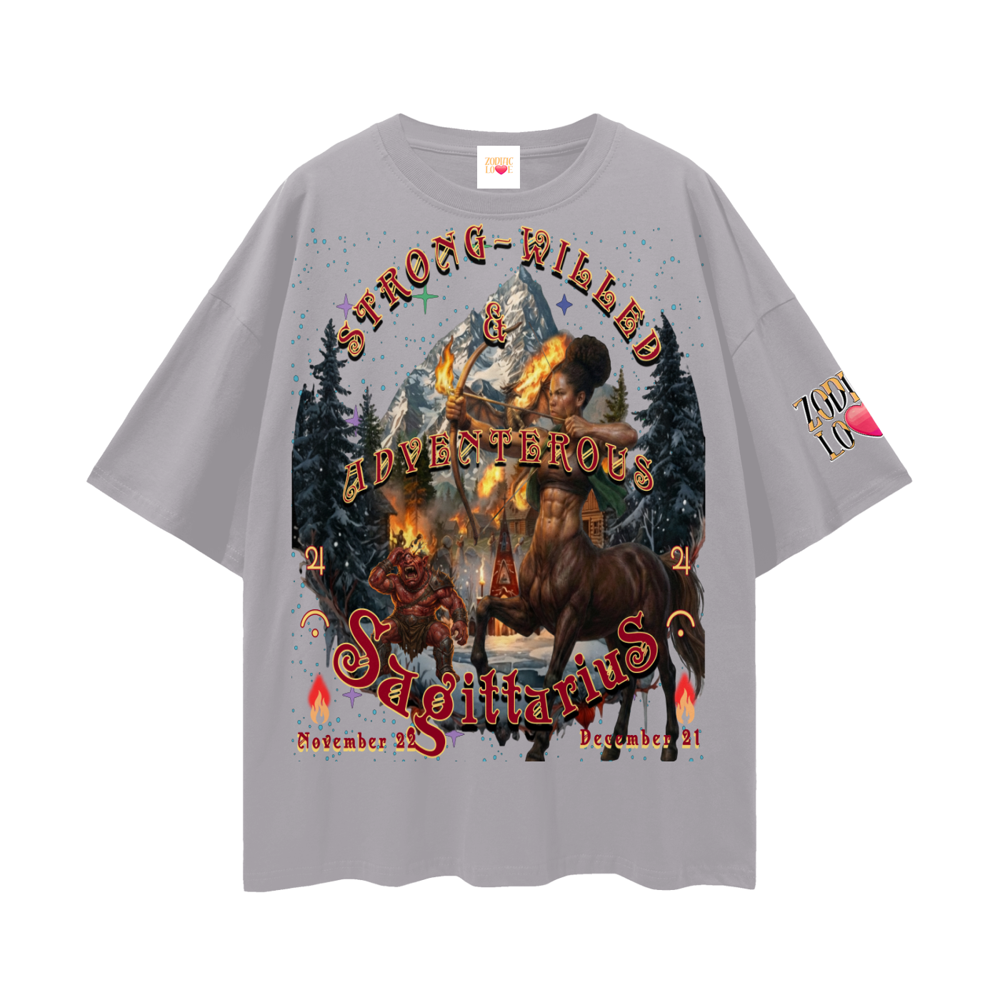 Sagittarius Streetwear Loose Drop Shoulder T-Shirt