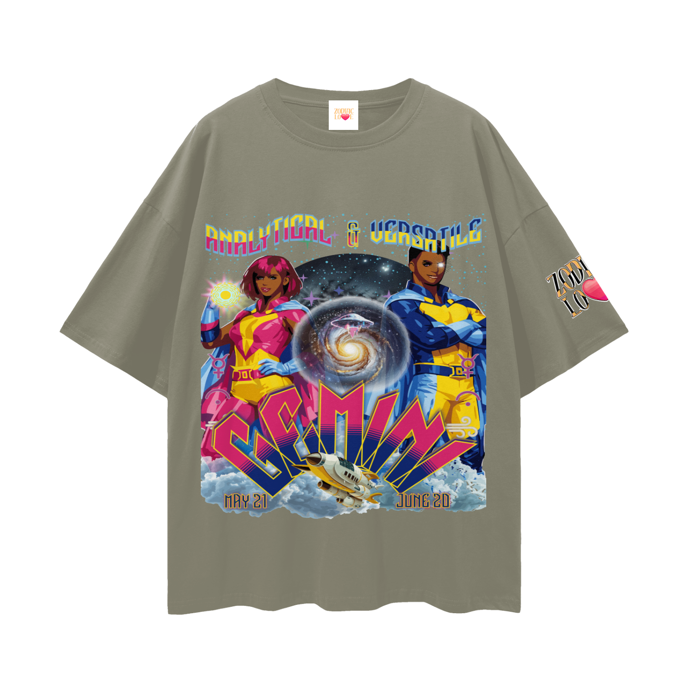 Gemini* Streetwear Loose Drop Shoulder T-Shirt