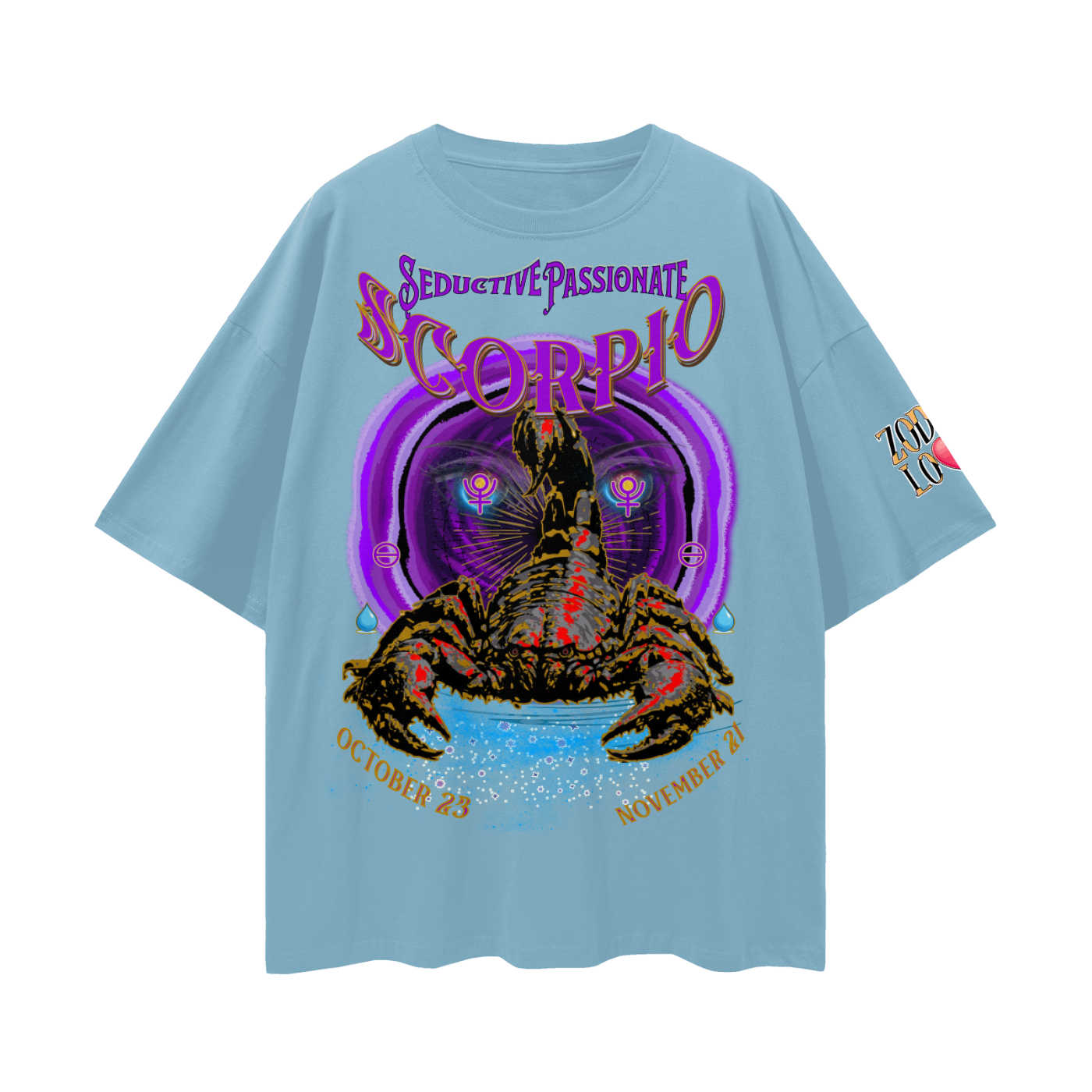 Scorpio Purple Void Streetwear Loose Drop Shoulder T-Shirt