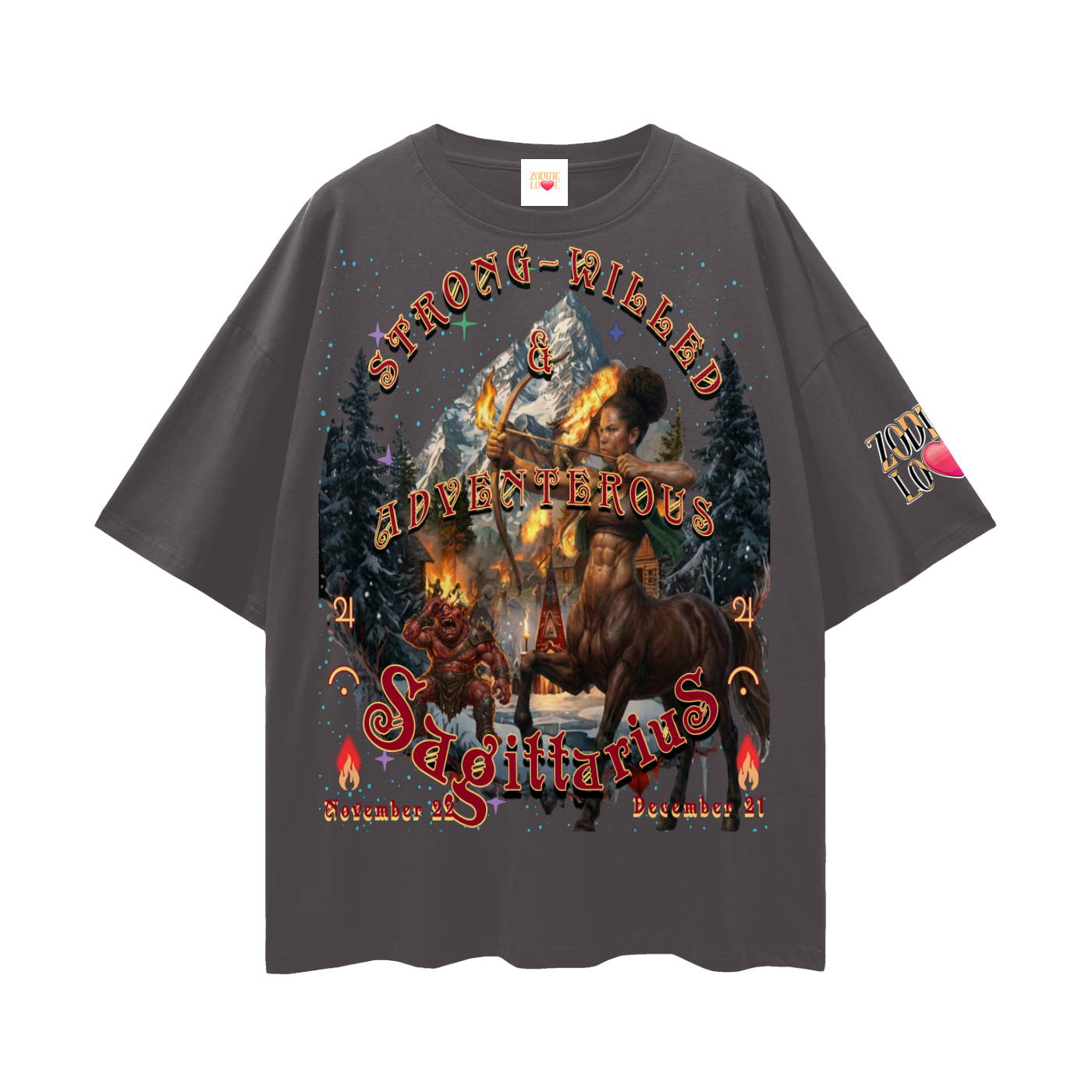 Sagittarius Streetwear Loose Drop Shoulder T-Shirt