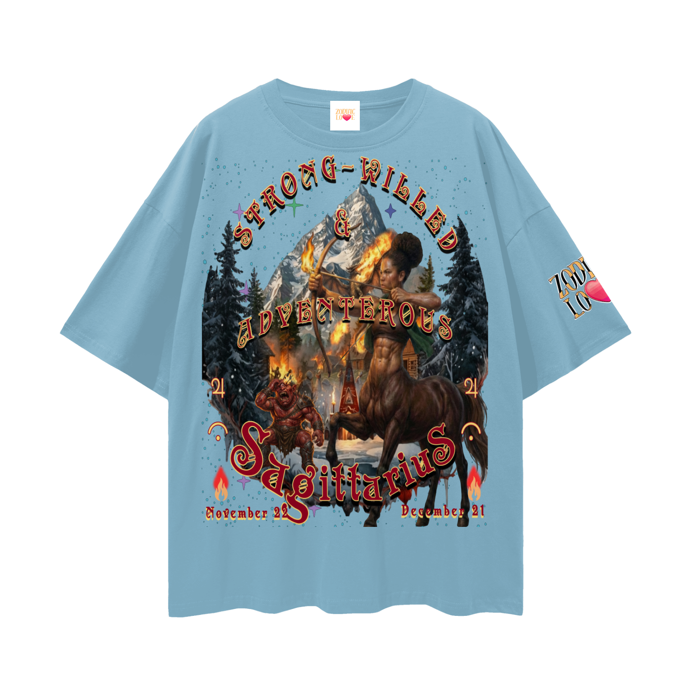 Sagittarius Streetwear Loose Drop Shoulder T-Shirt