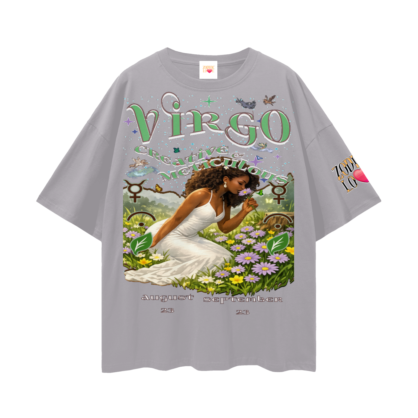 (Virgo) Streetwear Loose Drop Shoulder T-Shirt