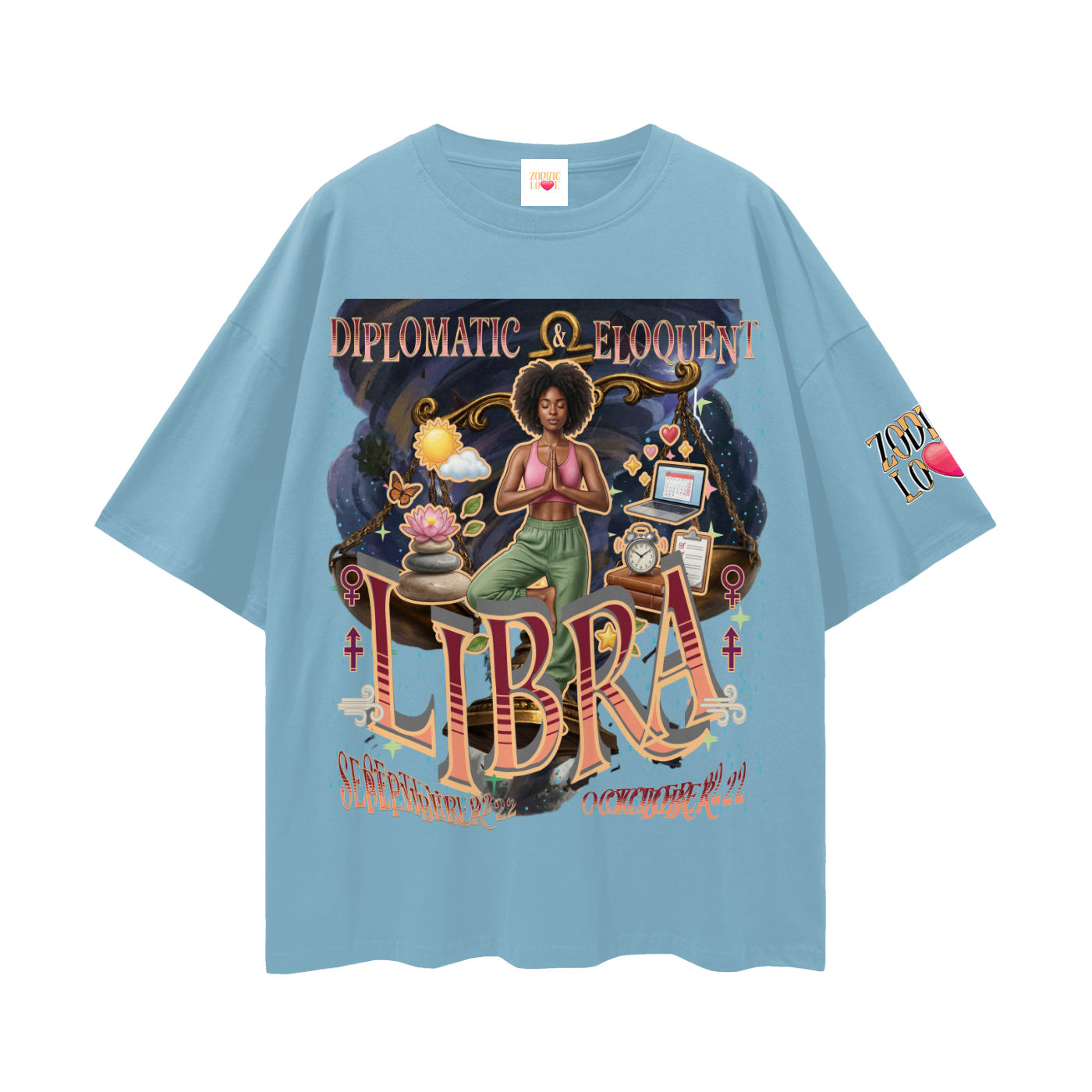 Libra Women Streetwear Loose Drop Shoulder T-Shirt