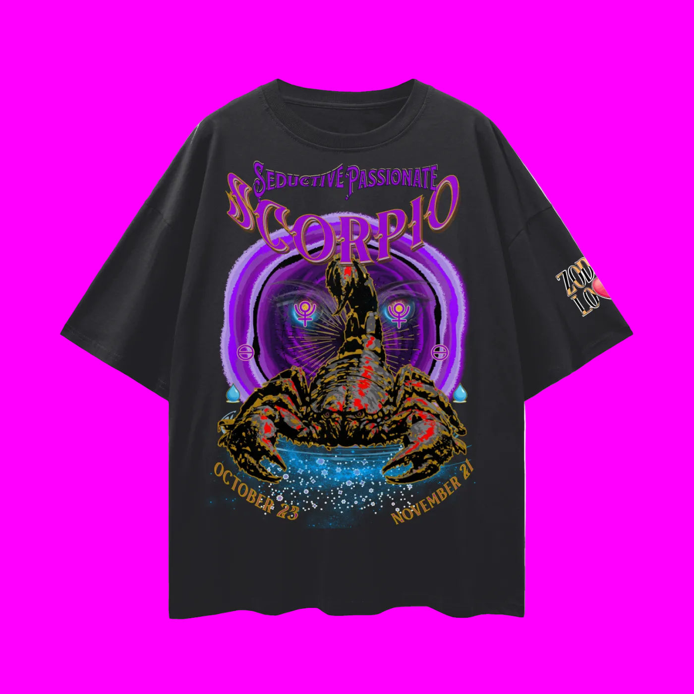 Scorpio Purple Void Streetwear Loose Drop Shoulder T-Shirt