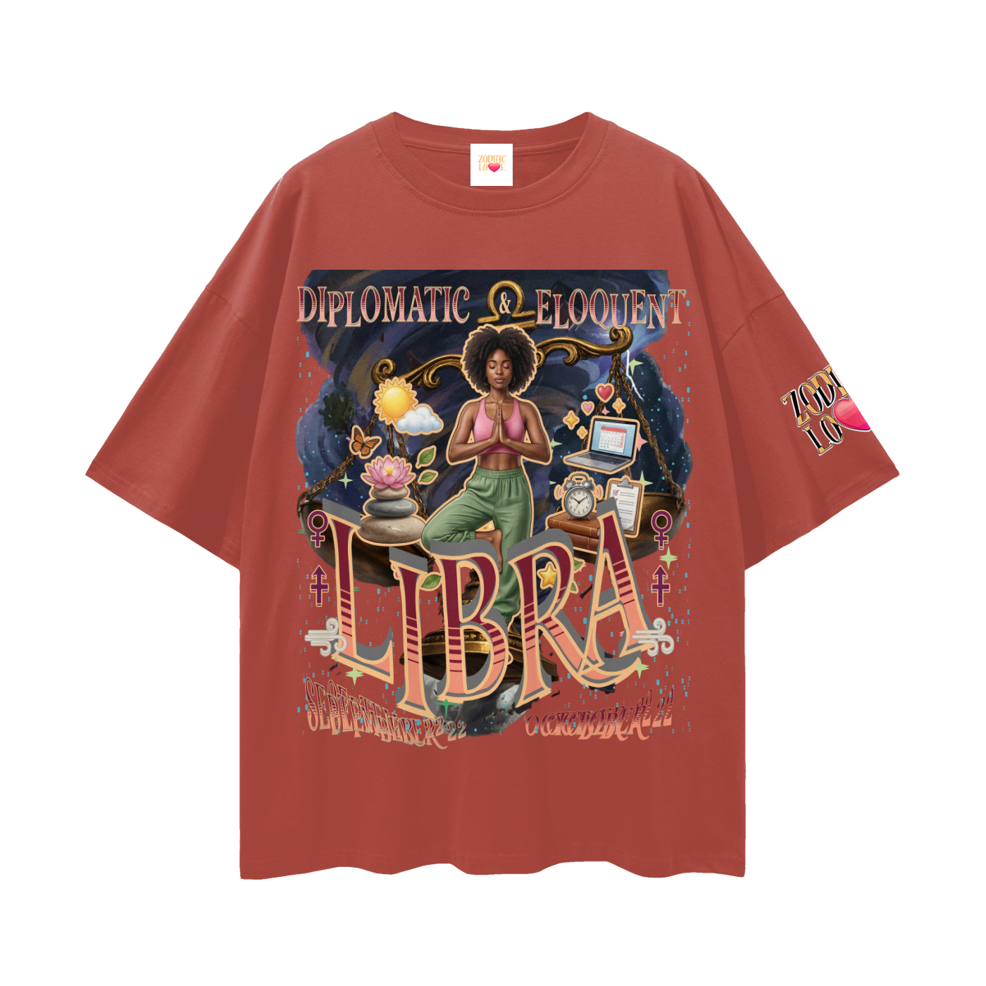 Libra Women Streetwear Loose Drop Shoulder T-Shirt