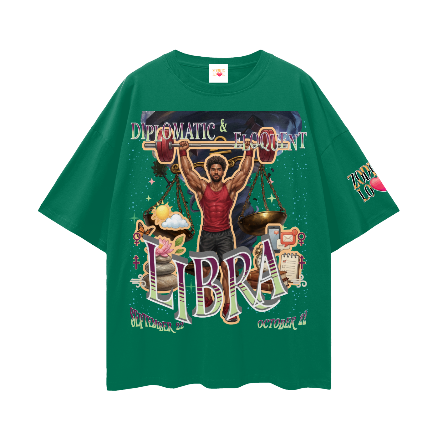 Libra Male Streetwear Loose Drop Shoulder T-Shirt