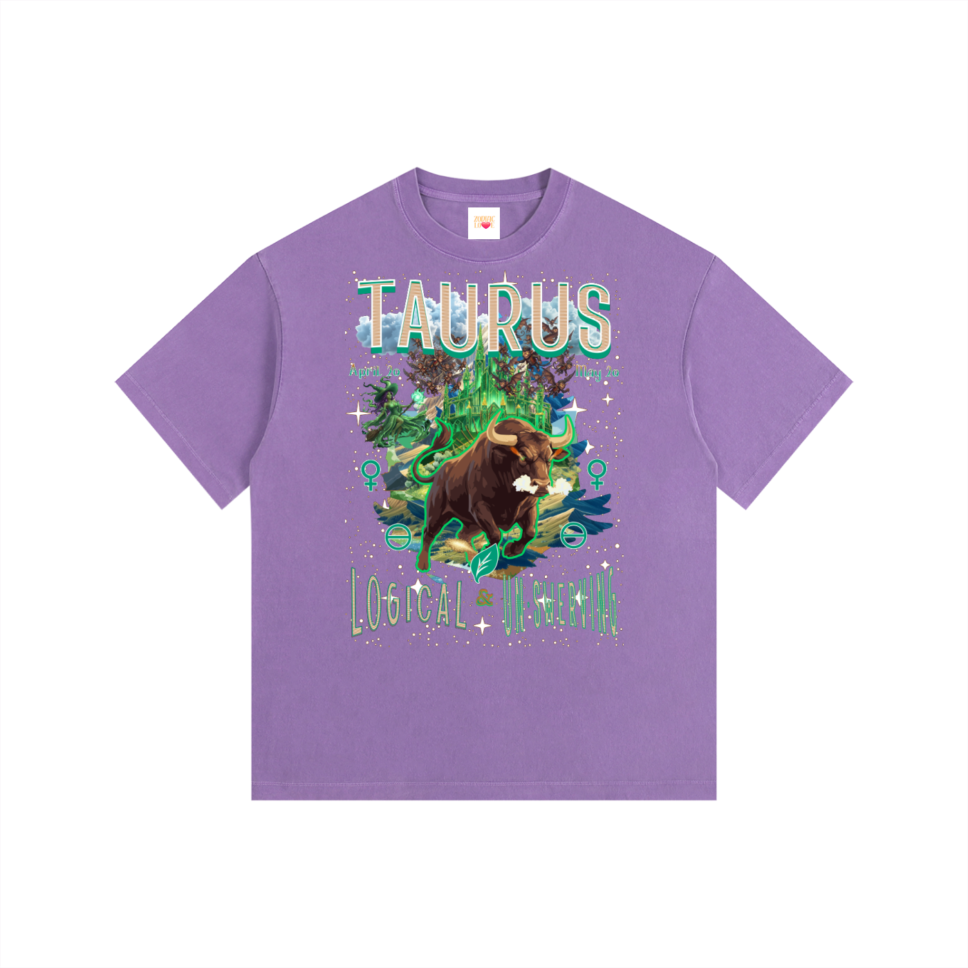 (Taurus) Vintage Washed Oversized Cotton T-Shirt