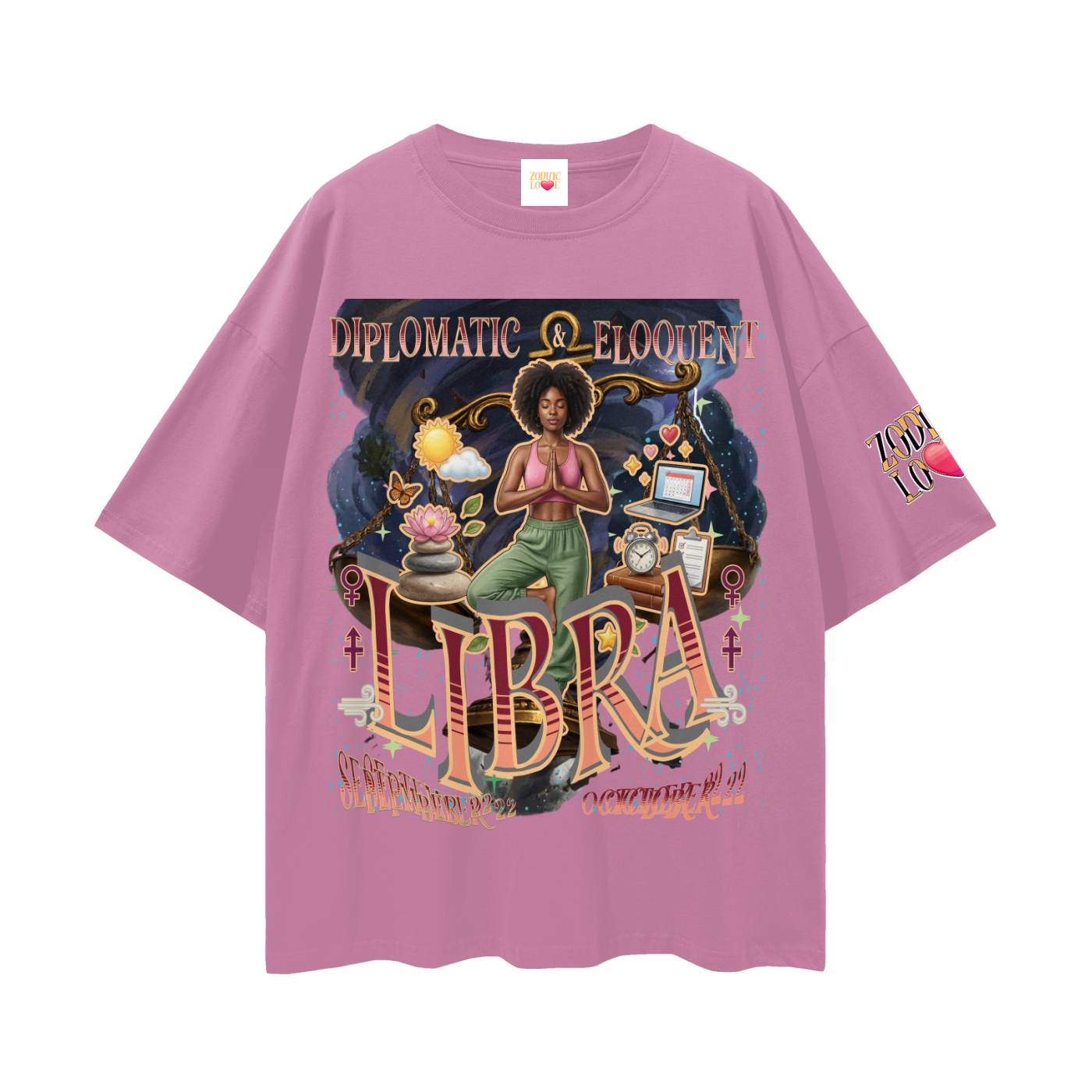Libra Women Streetwear Loose Drop Shoulder T-Shirt