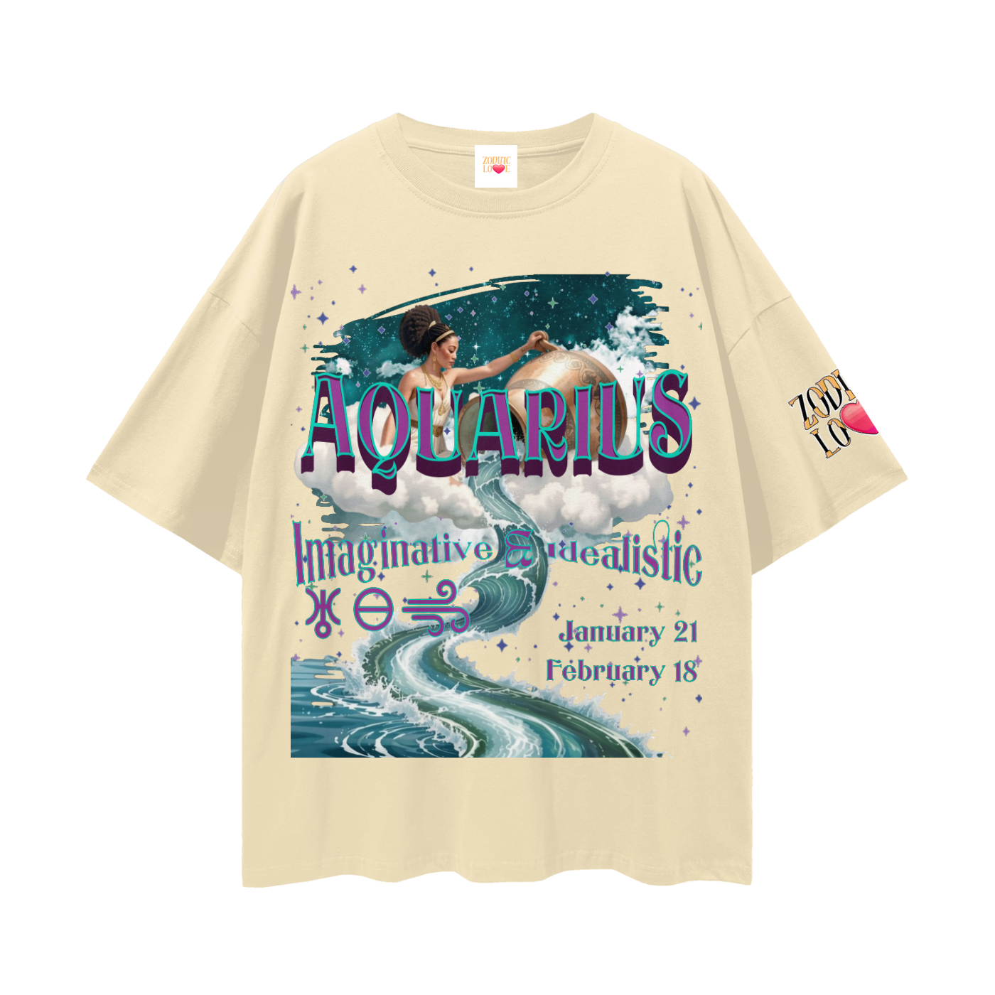 Aquarius Streetwear Loose Drop Shoulder T-Shirt