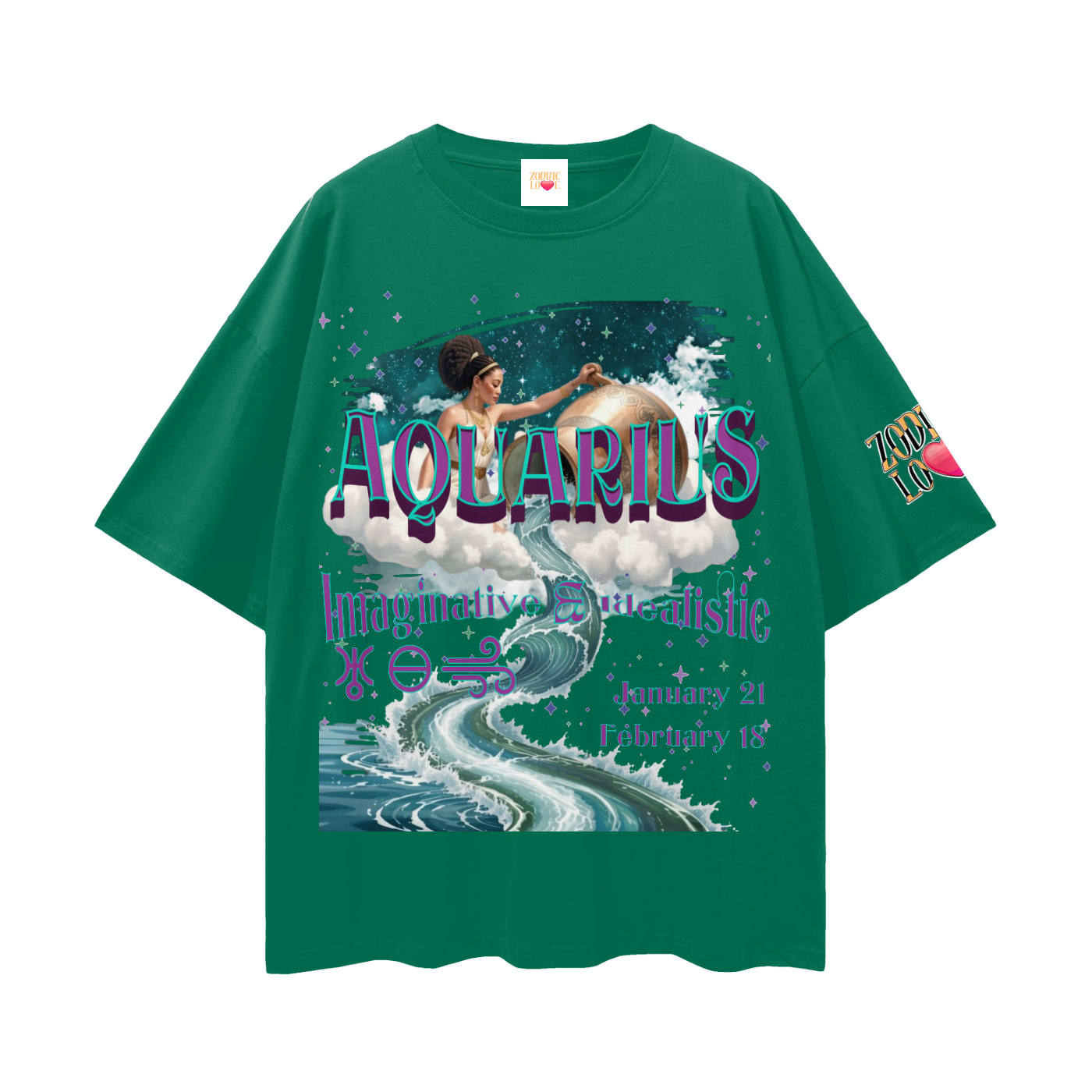 Aquarius Streetwear Loose Drop Shoulder T-Shirt