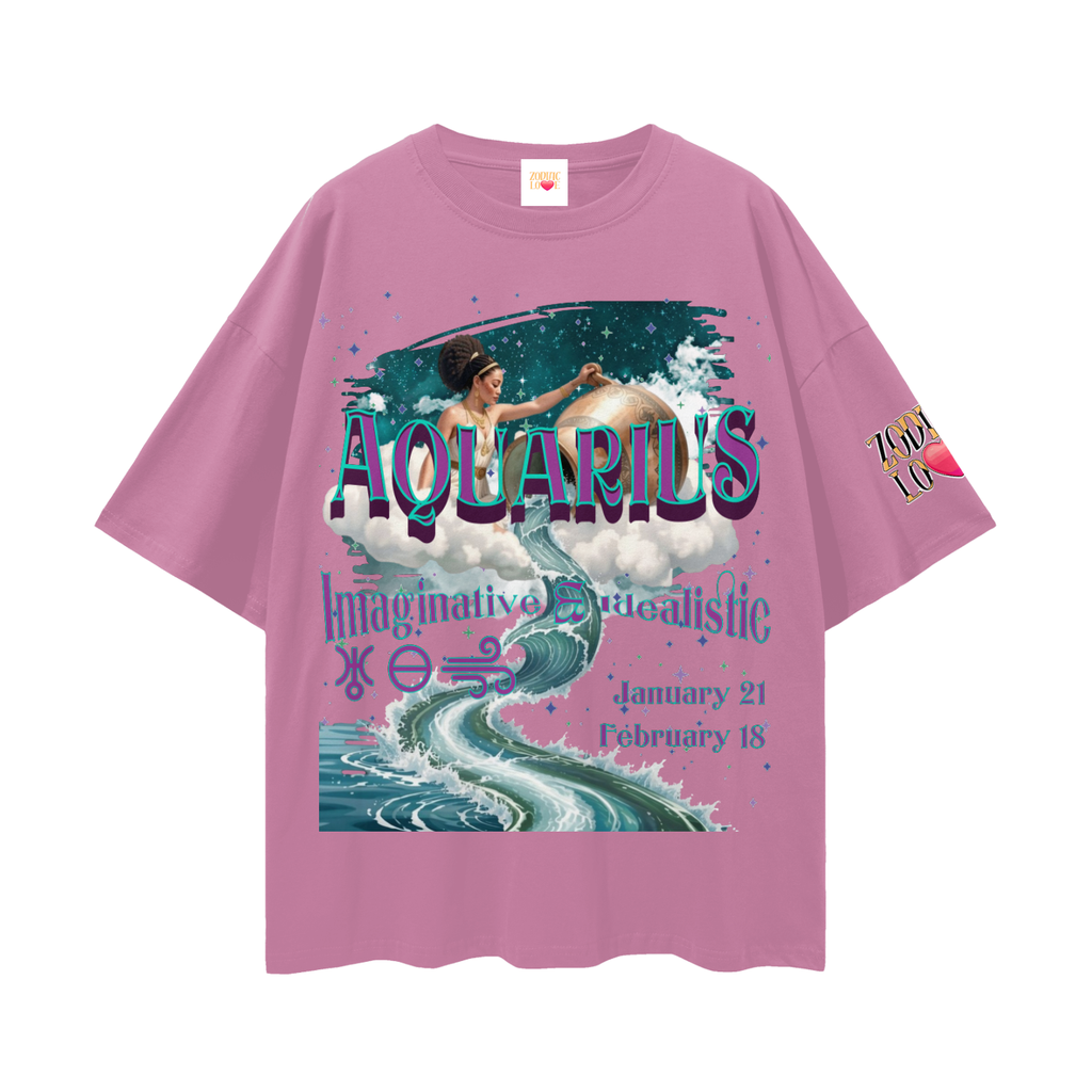 Aquarius Streetwear Loose Drop Shoulder T-Shirt