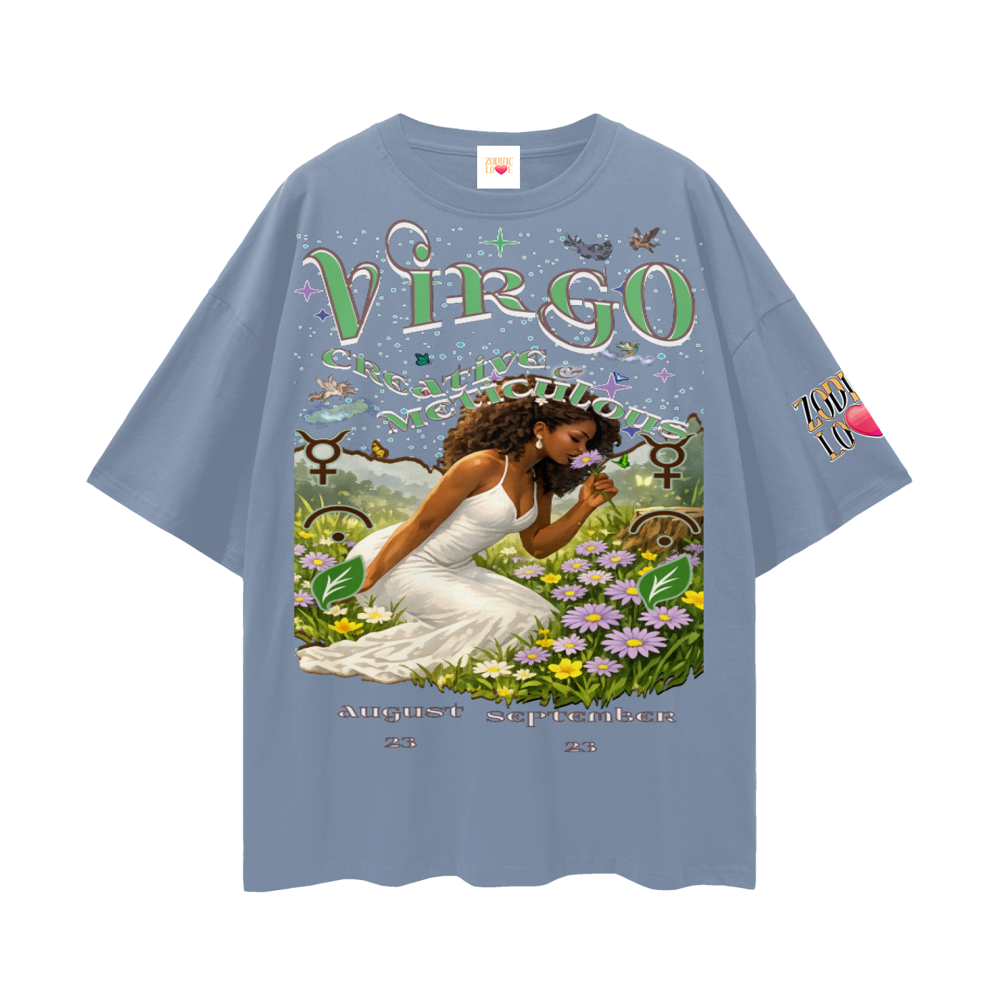 (Virgo) Streetwear Loose Drop Shoulder T-Shirt
