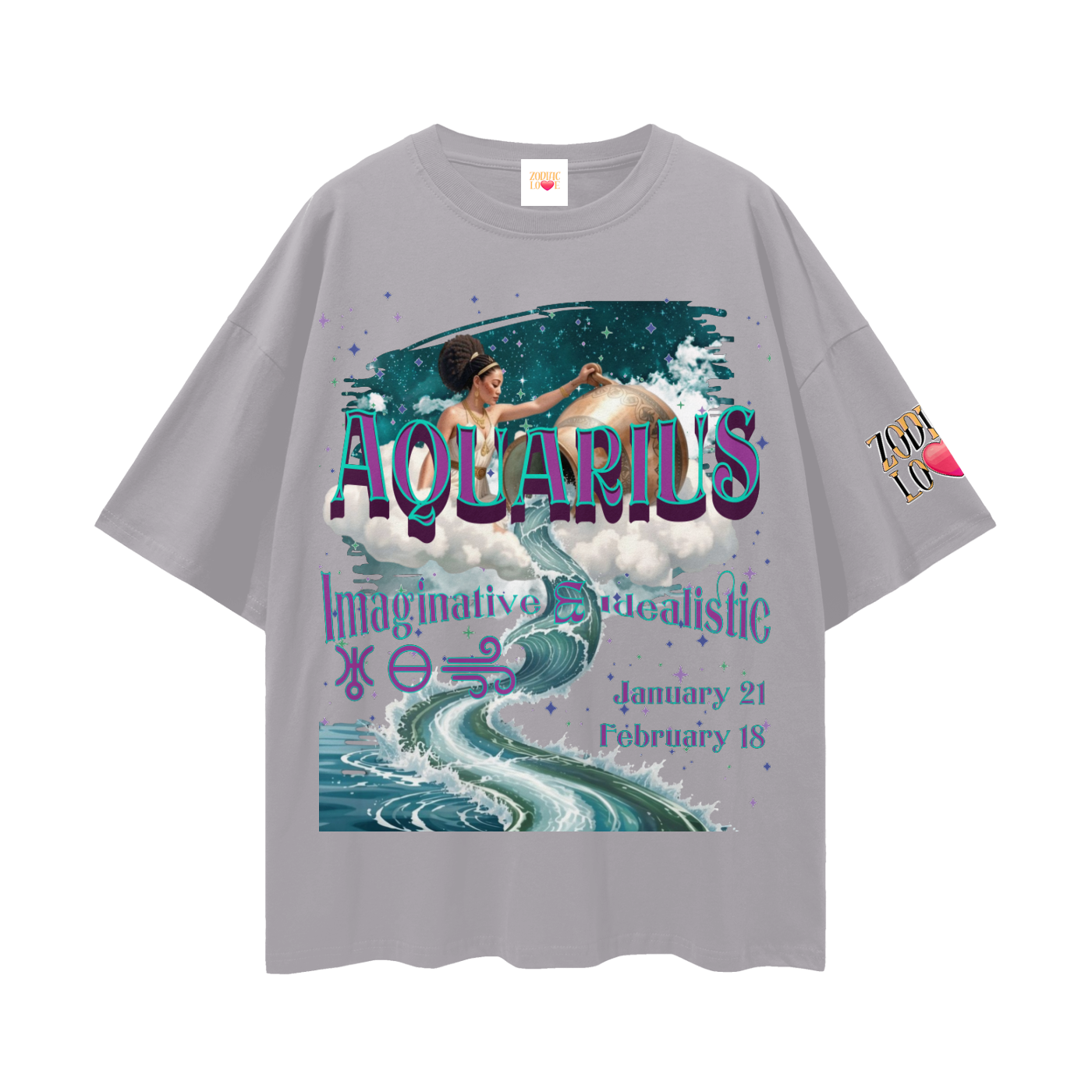 Aquarius Streetwear Loose Drop Shoulder T-Shirt