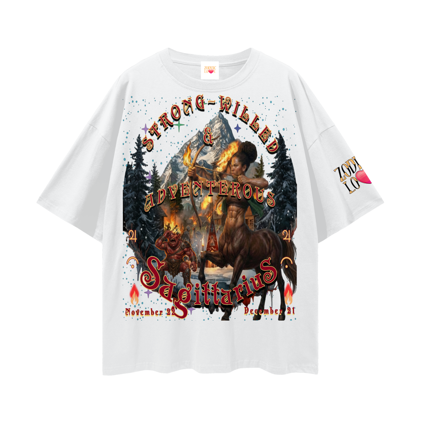 Sagittarius Streetwear Loose Drop Shoulder T-Shirt