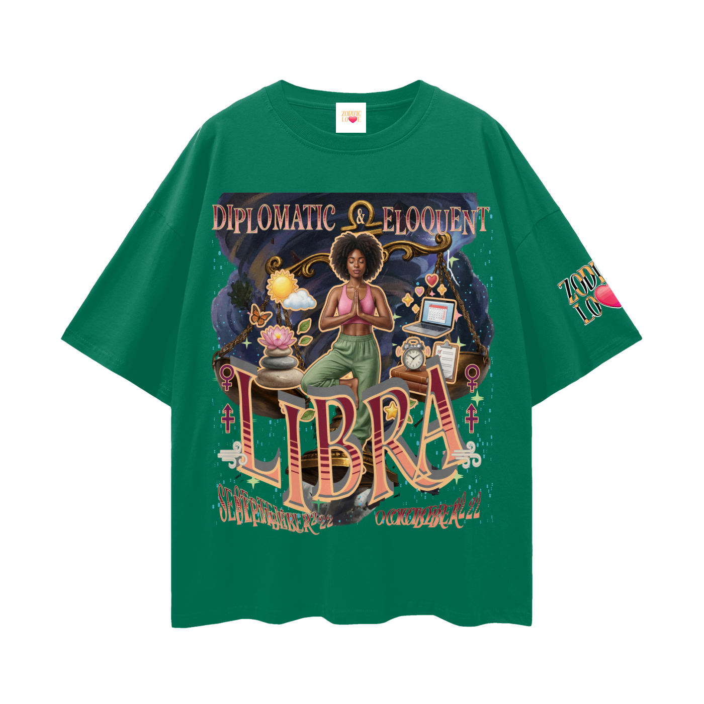 Libra Women Streetwear Loose Drop Shoulder T-Shirt