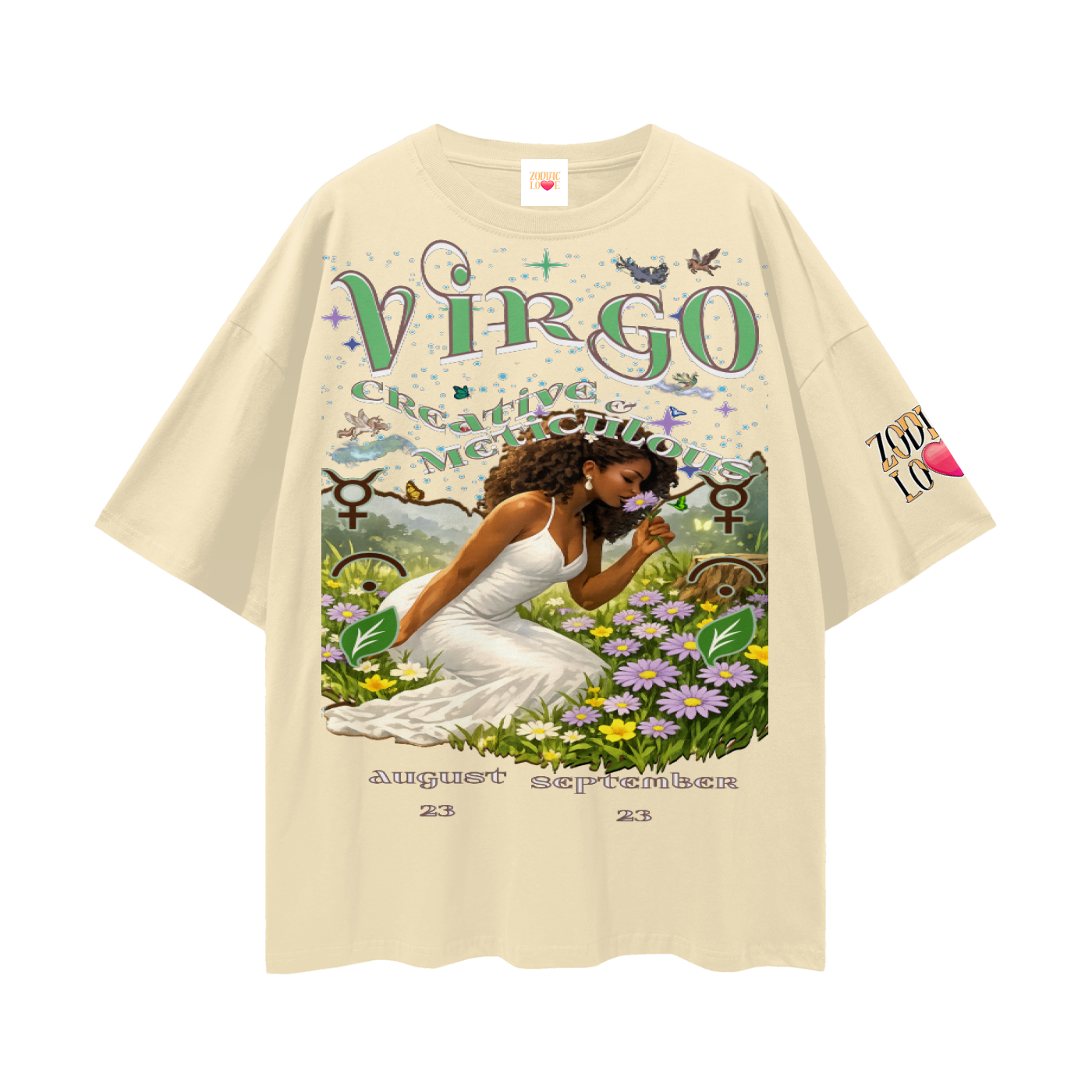 (Virgo) Streetwear Loose Drop Shoulder T-Shirt