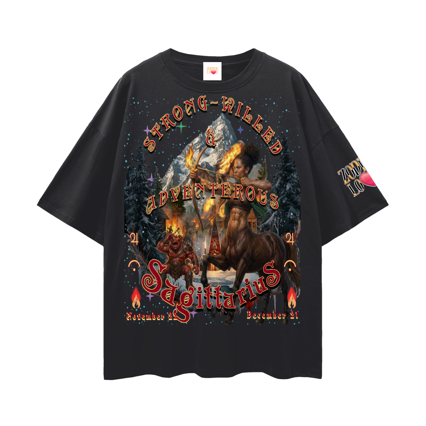 Sagittarius Streetwear Loose Drop Shoulder T-Shirt