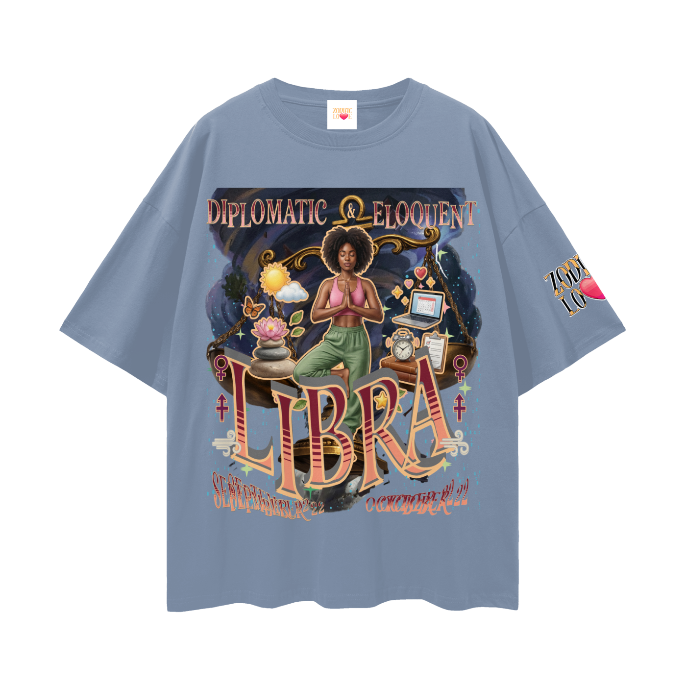 Libra Women Streetwear Loose Drop Shoulder T-Shirt