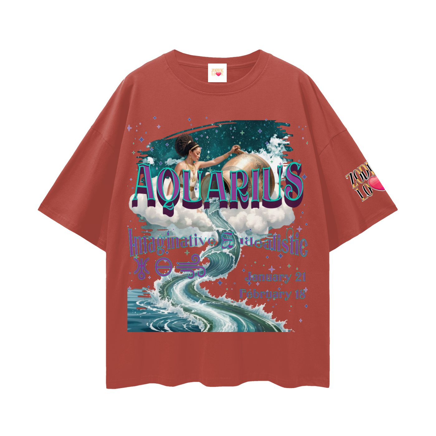 Aquarius Streetwear Loose Drop Shoulder T-Shirt