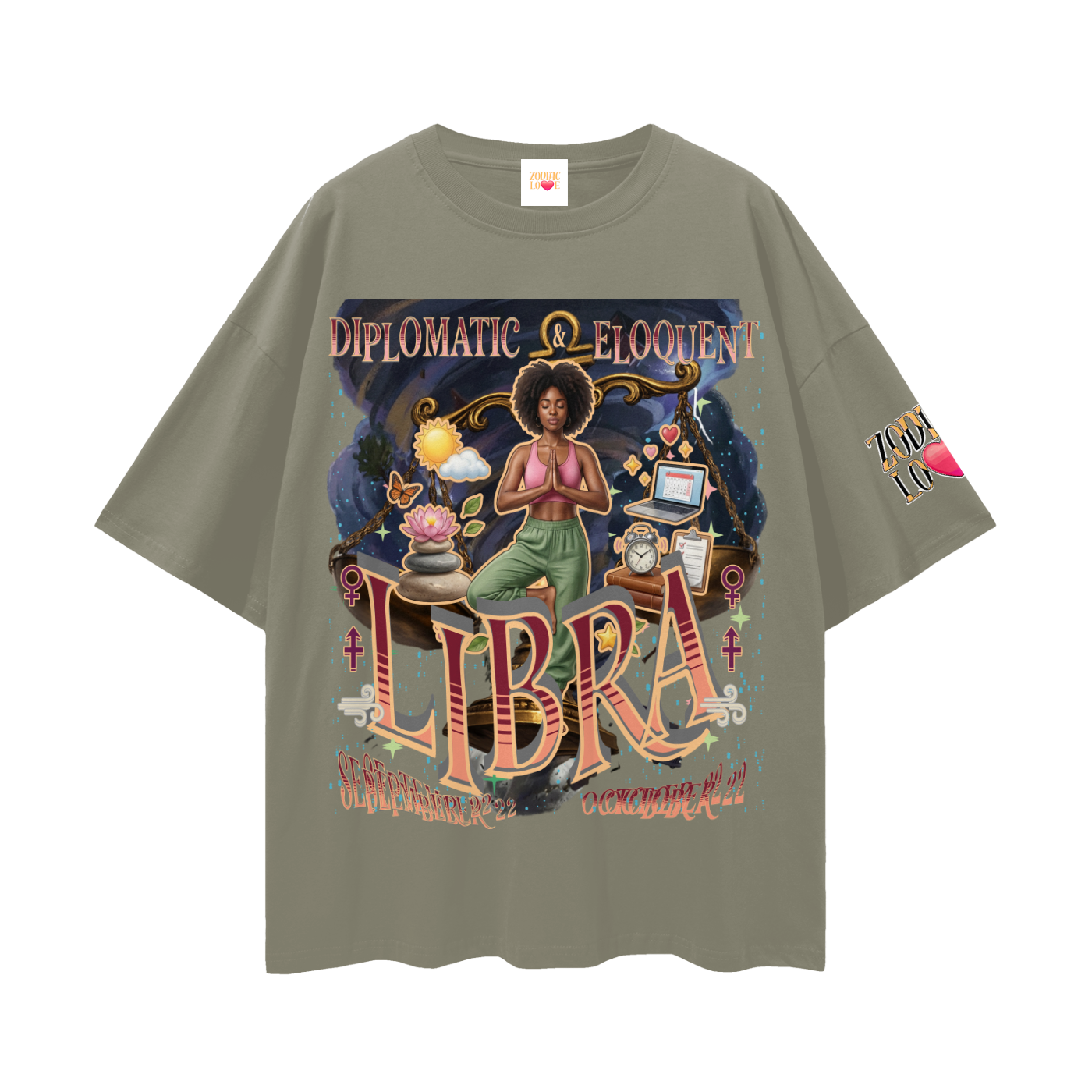 Libra Women Streetwear Loose Drop Shoulder T-Shirt