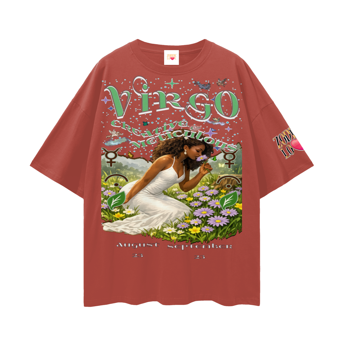 (Virgo) Streetwear Loose Drop Shoulder T-Shirt