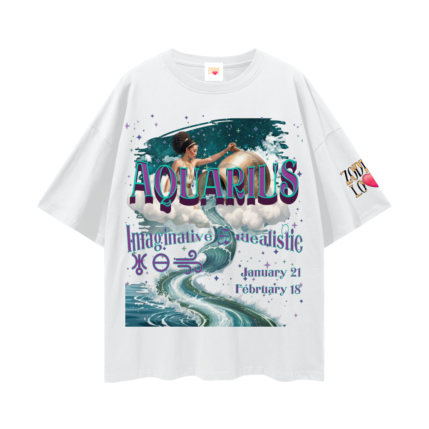 Aquarius Streetwear Loose Drop Shoulder T-Shirt