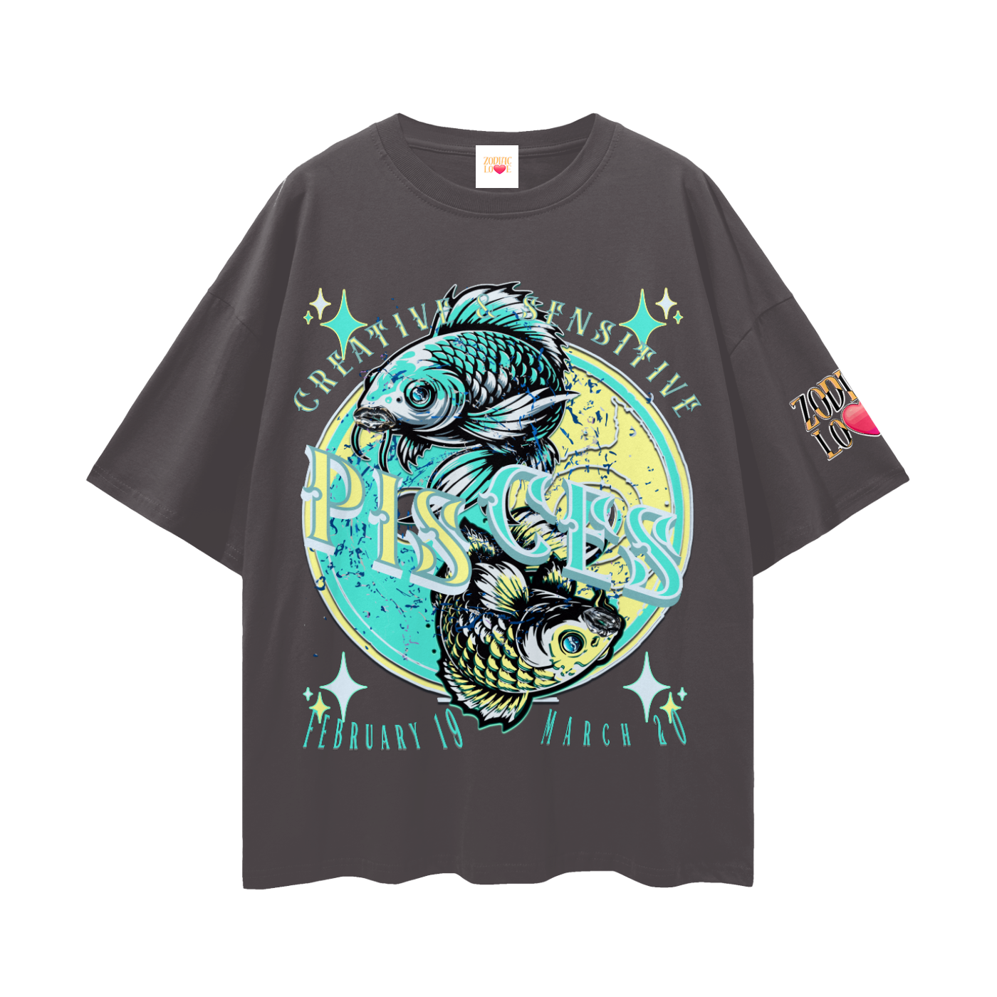 Pisces Streetwear Loose Drop Shoulder T-Shirt