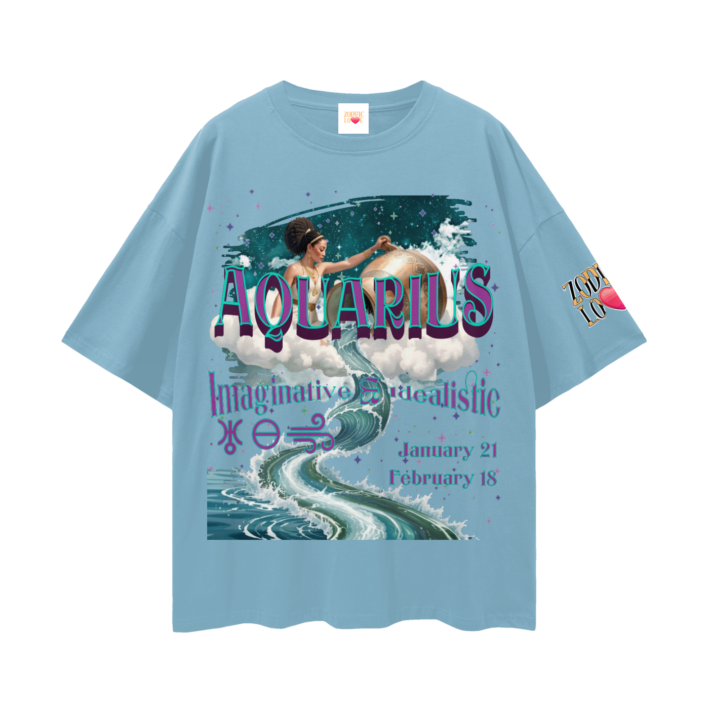 Aquarius Streetwear Loose Drop Shoulder T-Shirt