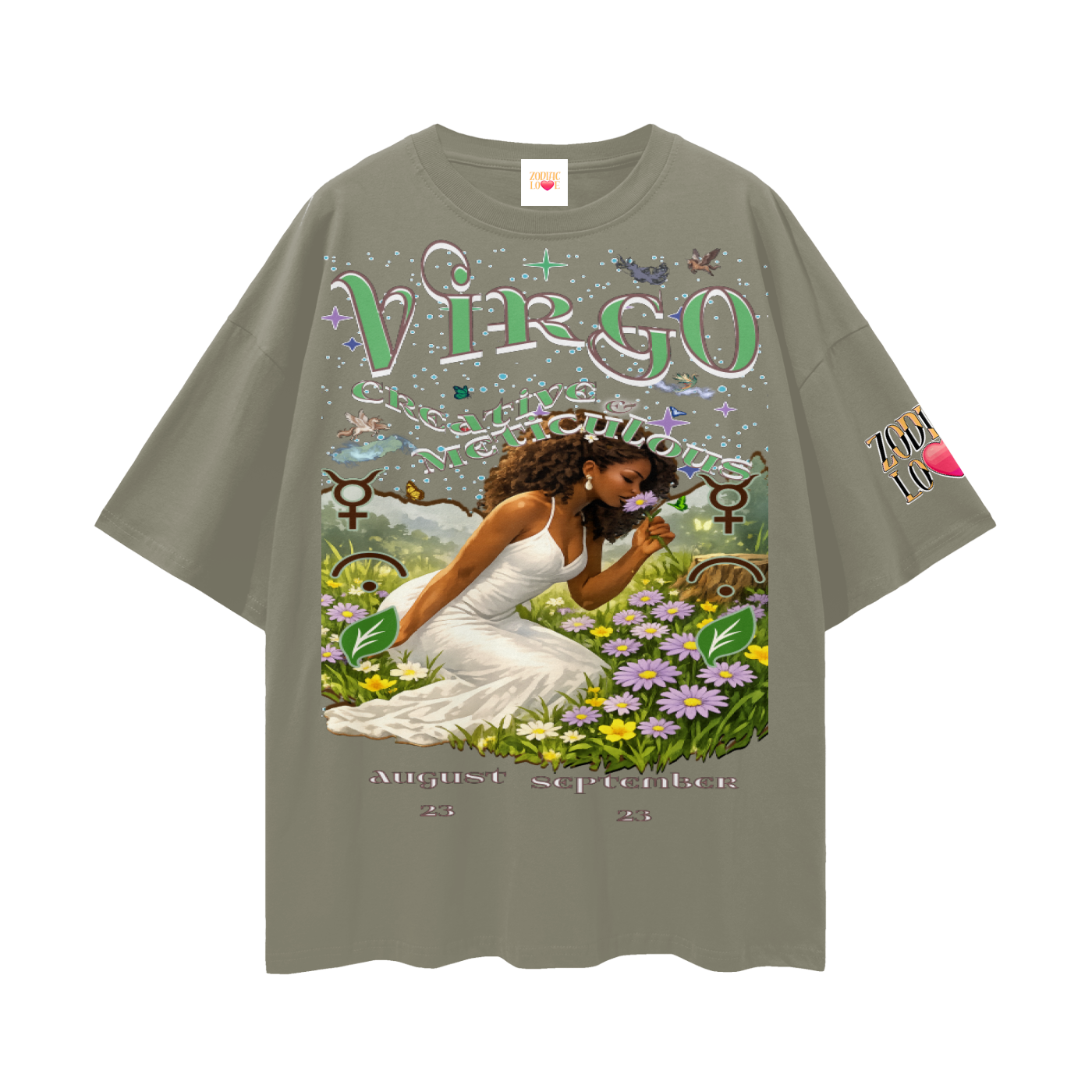 (Virgo) Streetwear Loose Drop Shoulder T-Shirt