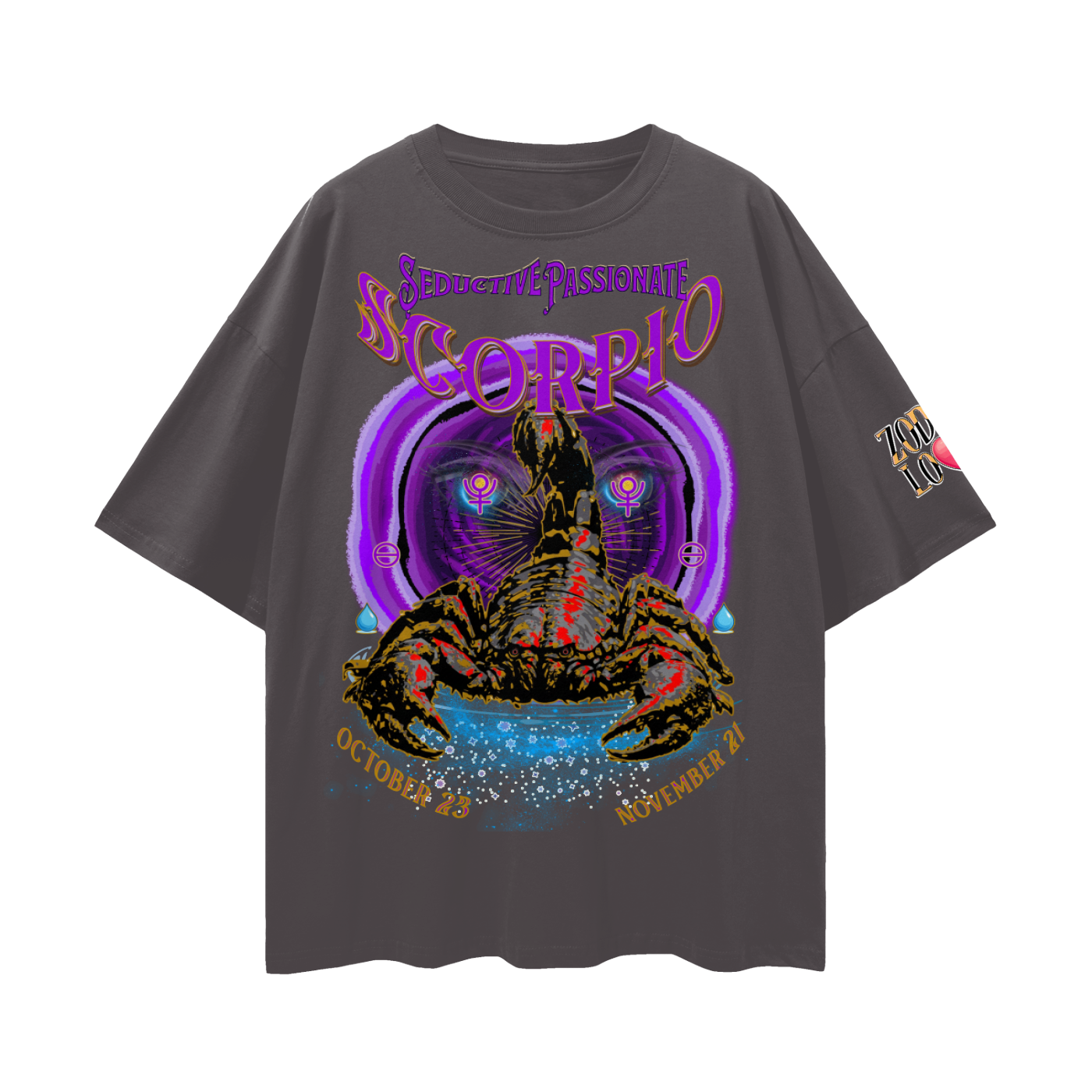 Scorpio Purple Void Streetwear Loose Drop Shoulder T-Shirt