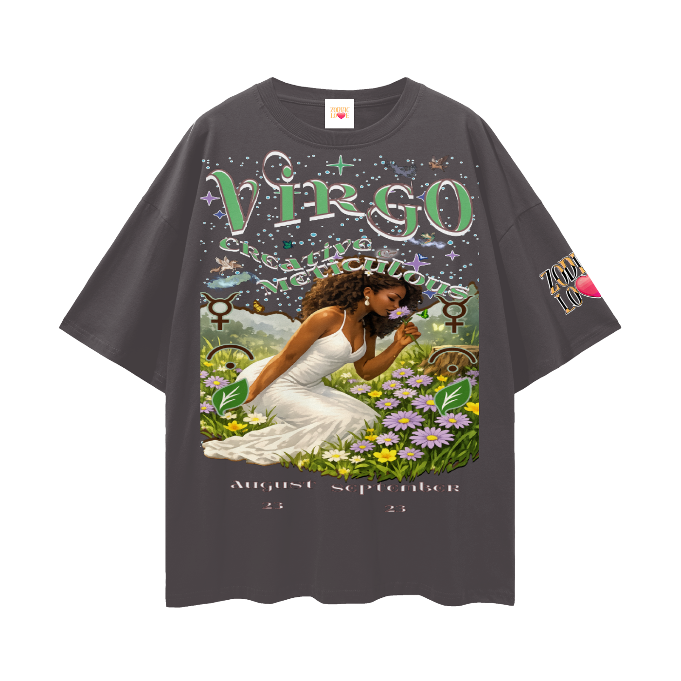 (Virgo) Streetwear Loose Drop Shoulder T-Shirt