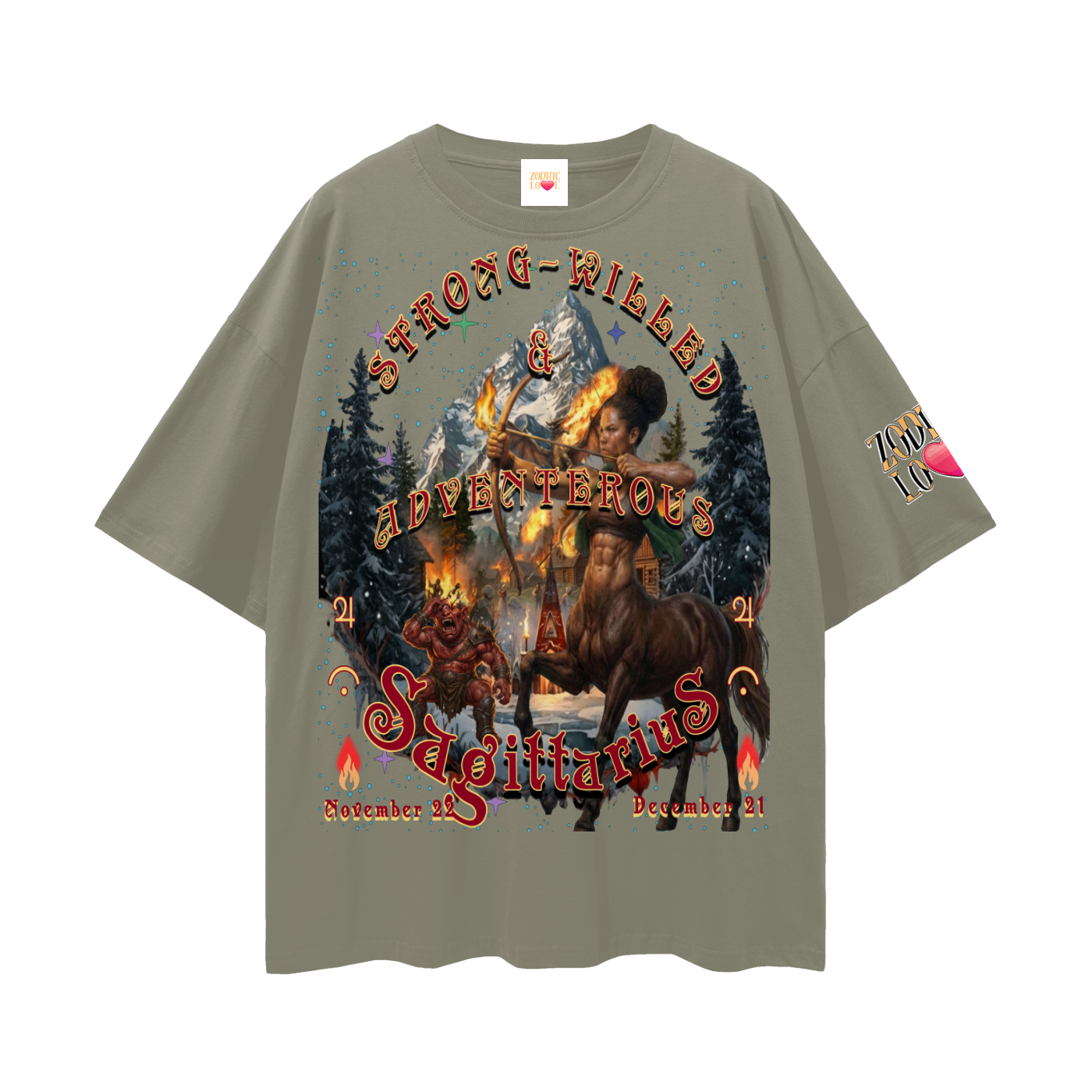 Sagittarius Streetwear Loose Drop Shoulder T-Shirt