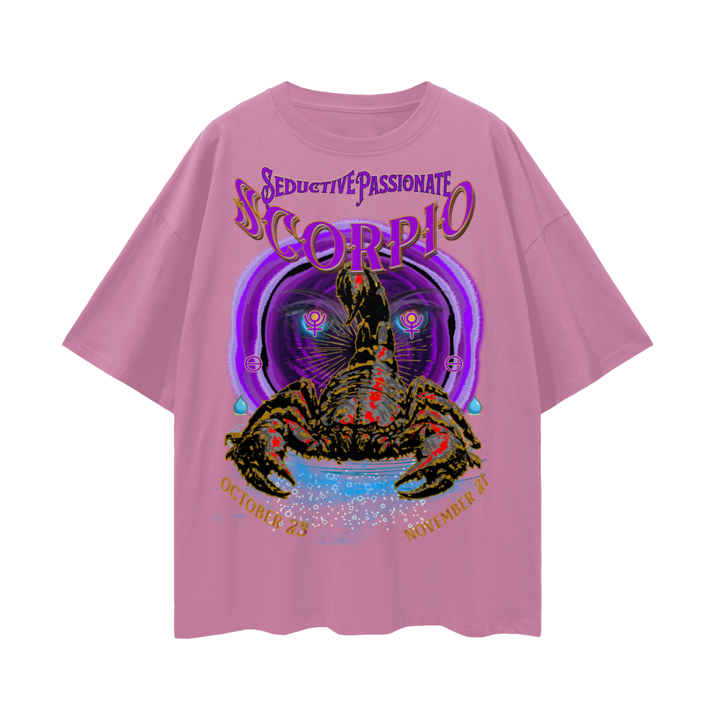 Scorpio Purple Void Streetwear Loose Drop Shoulder T-Shirt