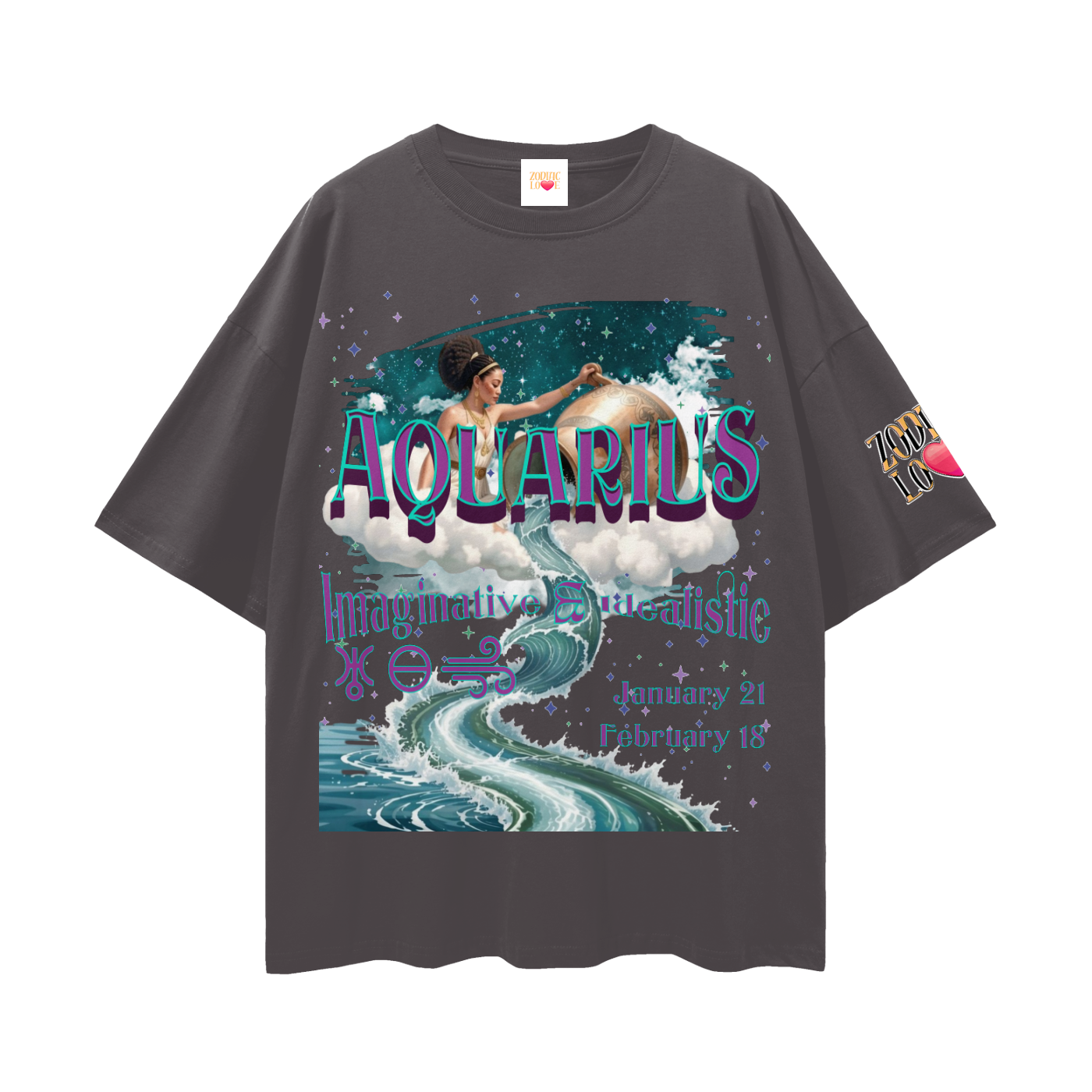 Aquarius Streetwear Loose Drop Shoulder T-Shirt