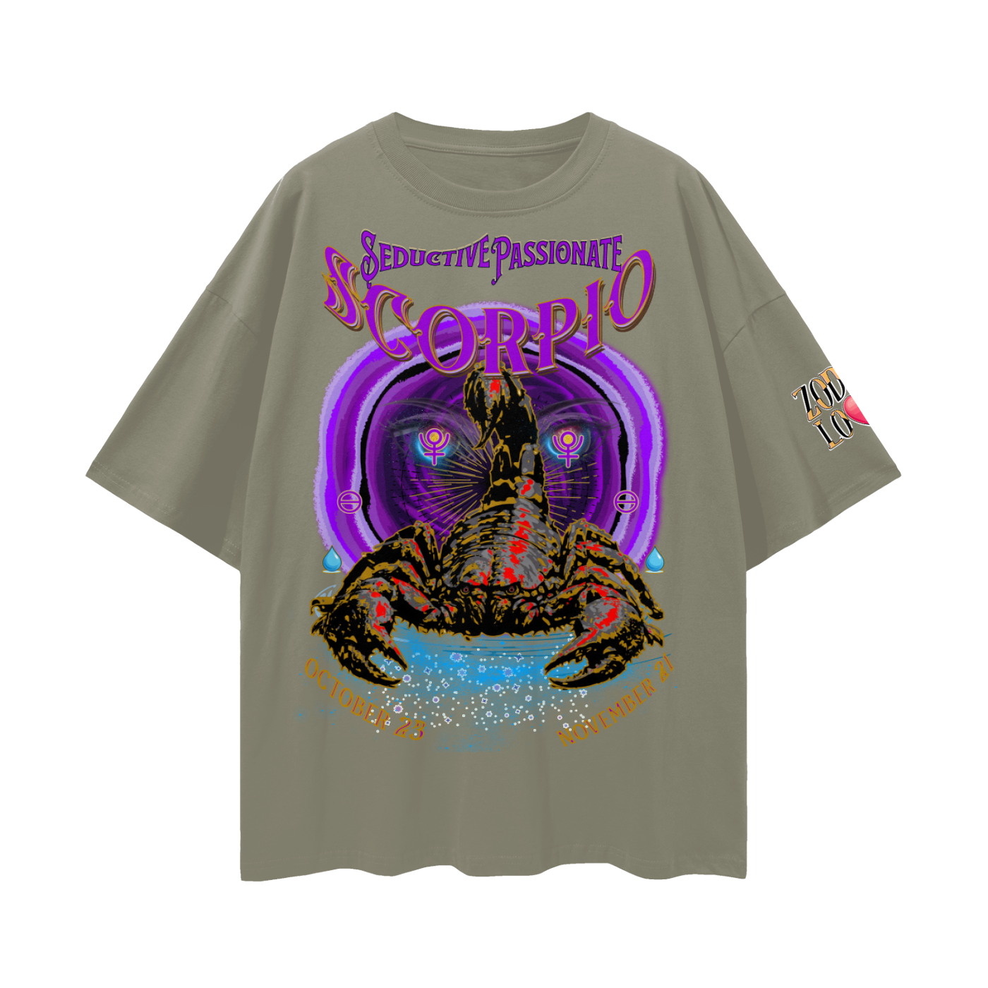 Scorpio Purple Void Streetwear Loose Drop Shoulder T-Shirt