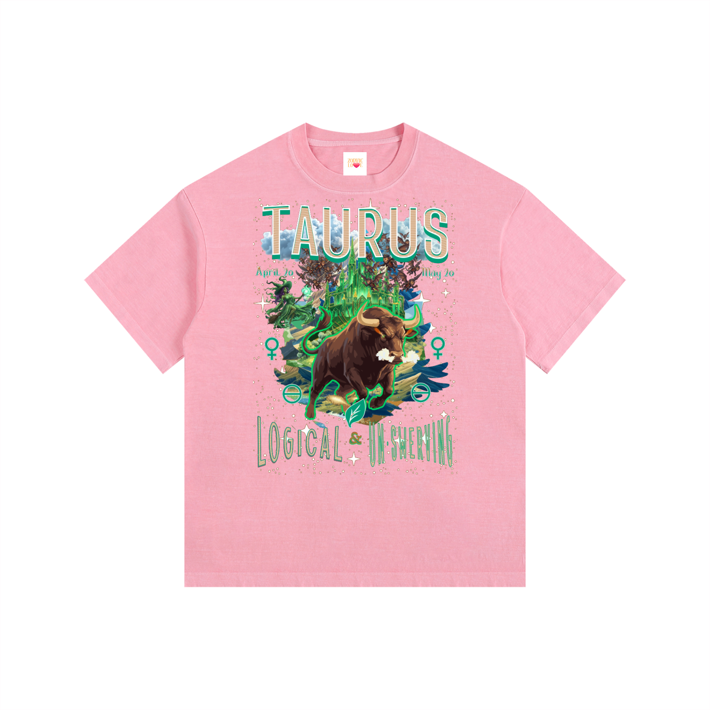 (Taurus) Vintage Washed Oversized Cotton T-Shirt