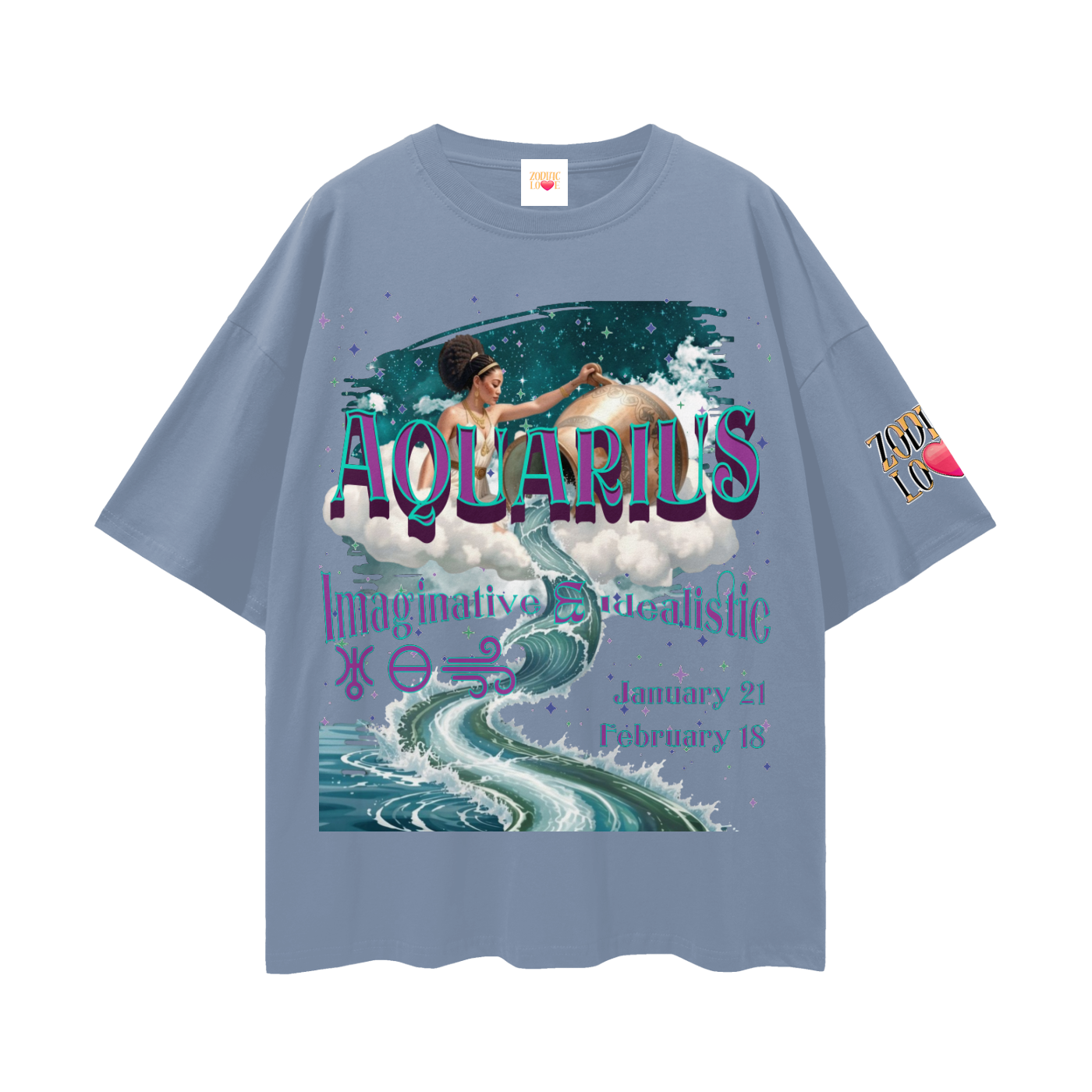Aquarius Streetwear Loose Drop Shoulder T-Shirt